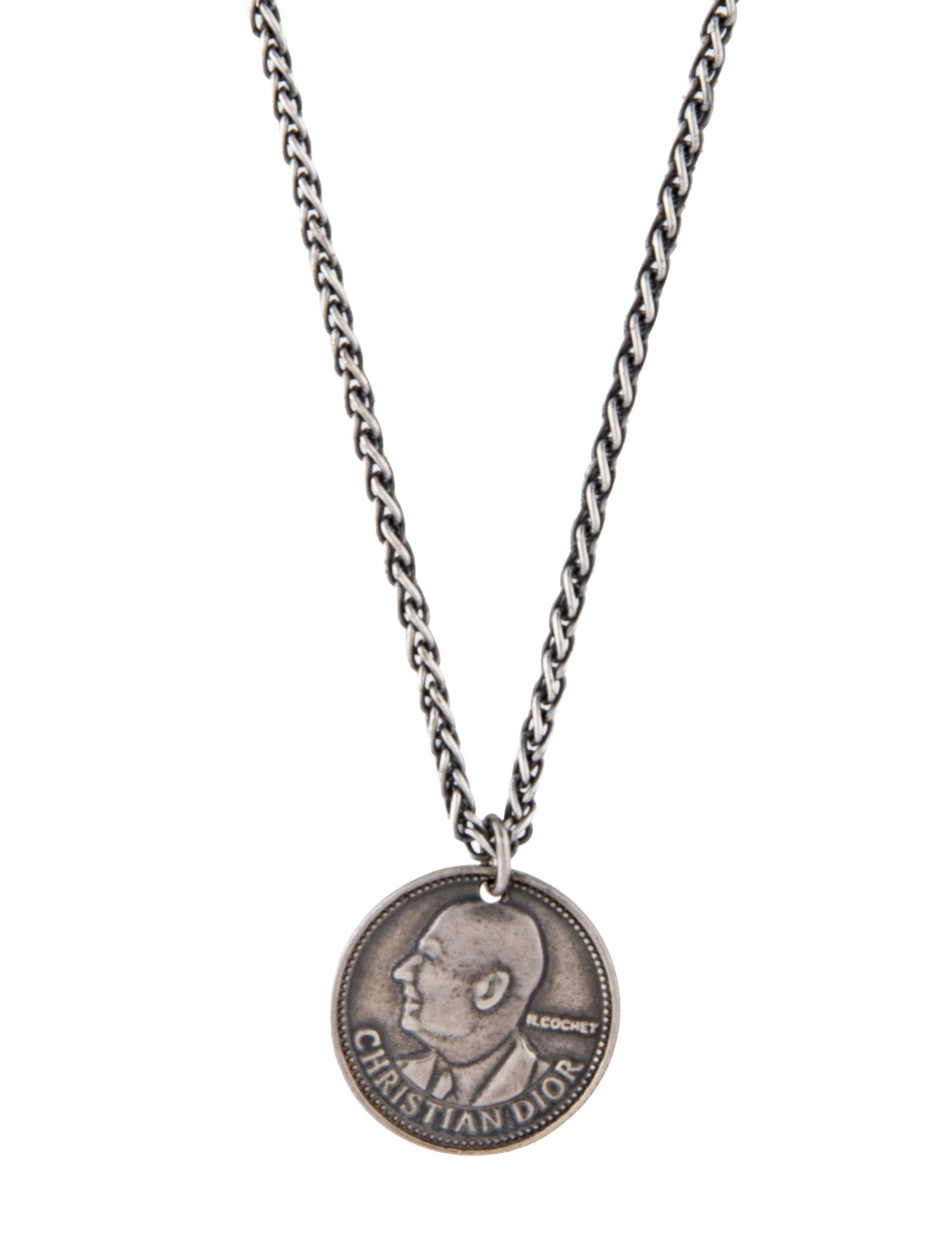 Christian Dior Coin & Key Pendant Necklace