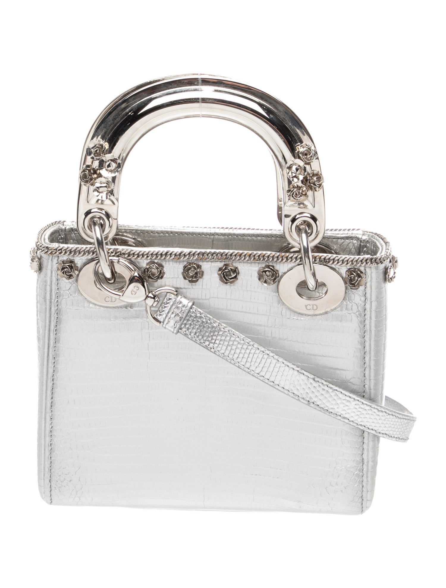 Christian Dior Lizard Lady Dior Mini - Metallic Handle Bags