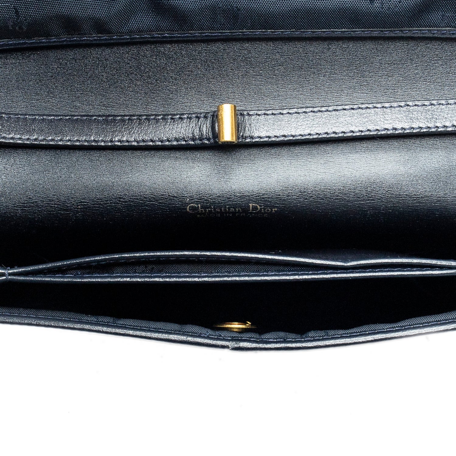 Christian Dior Leather Vintage Pushlock Flap Crossbody - Blue