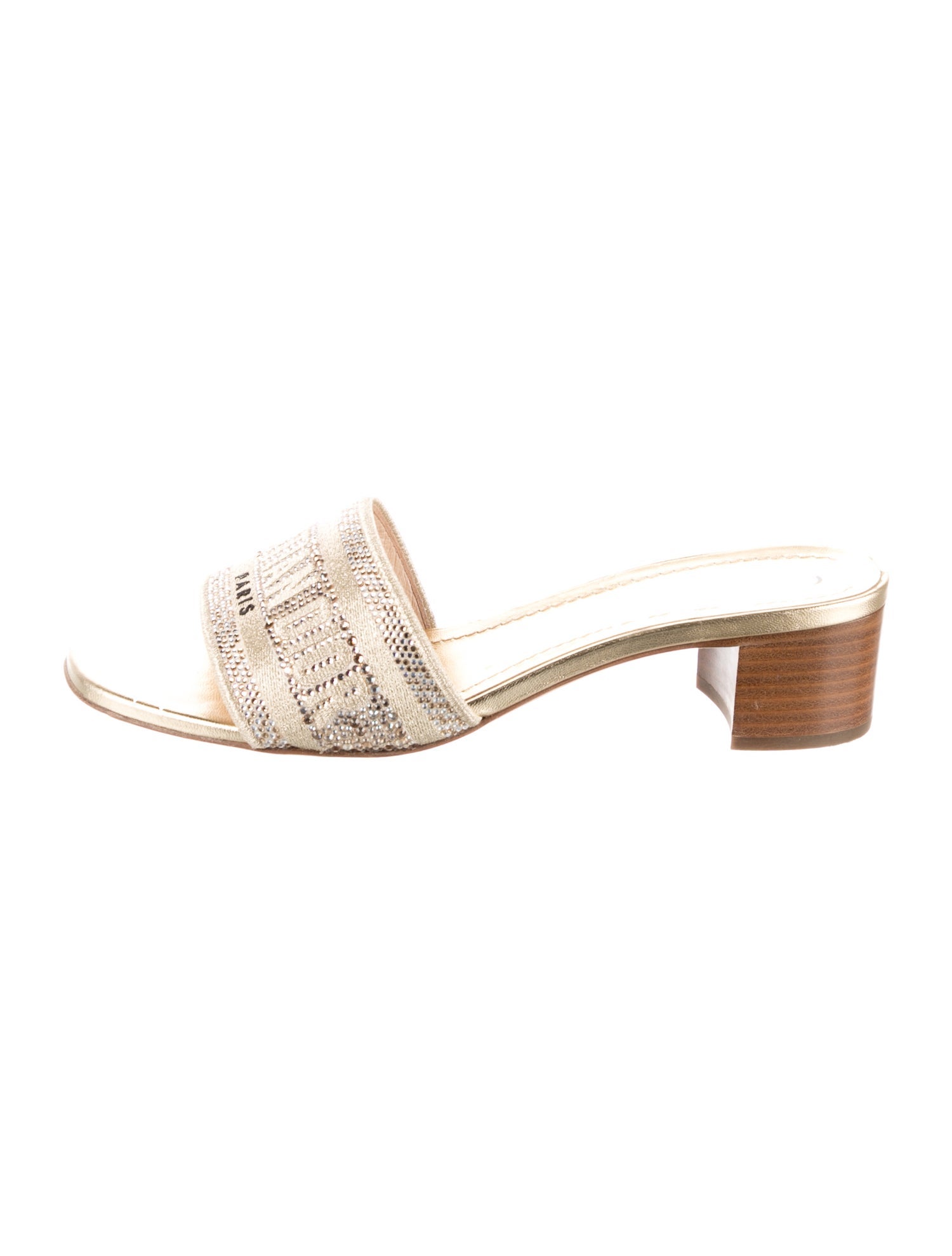 Christian Dior Leather Crystal Embellishments Slides
