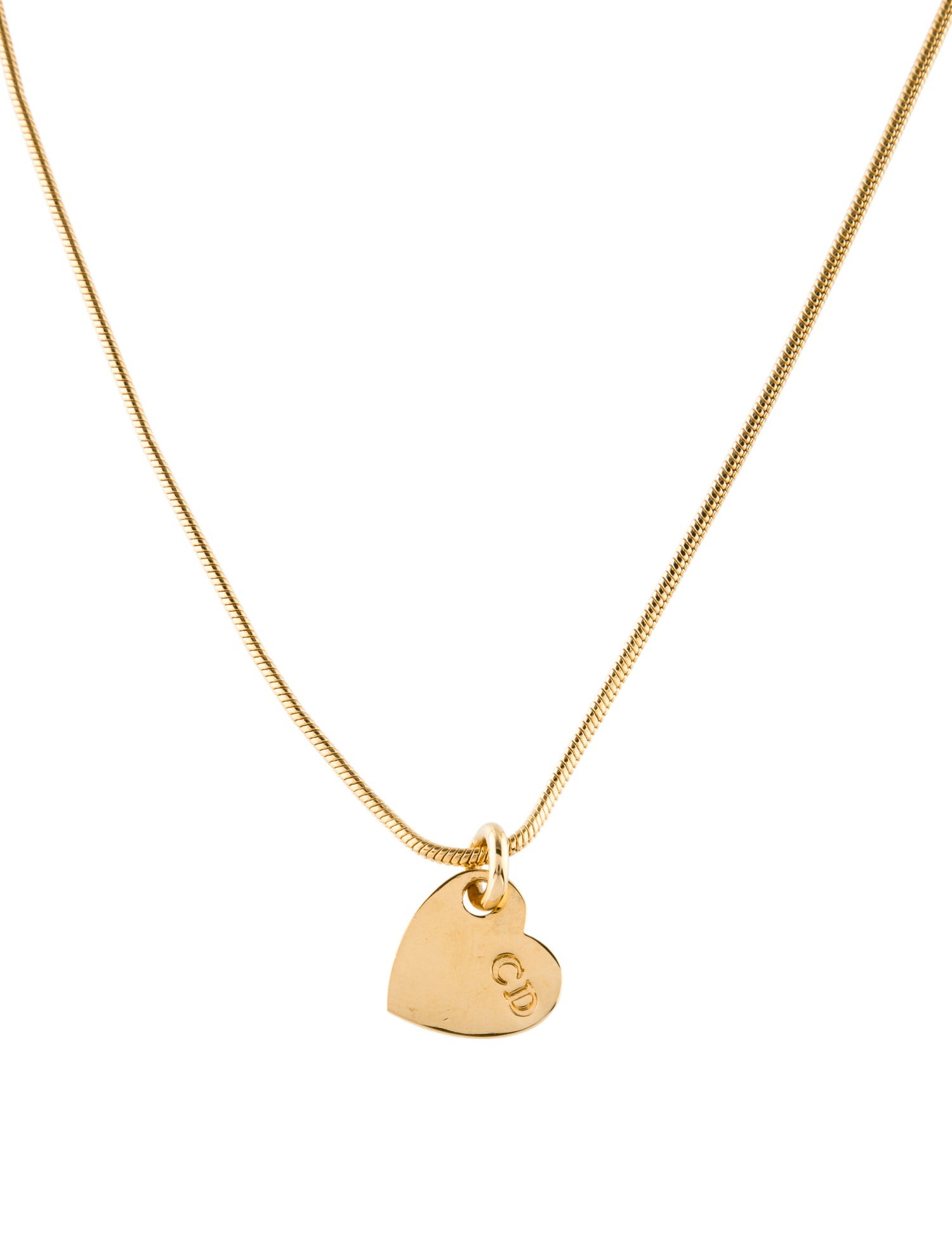 Christian Dior Vintage CD Heart Pendant Necklace