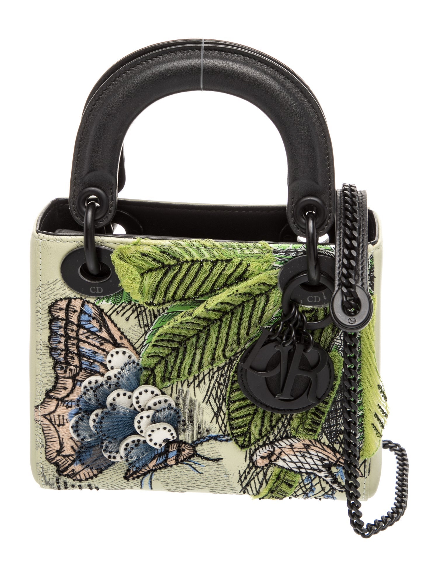 クリスチャンディオール Christian Dior Leather Lady Dior Mini - Green Handle Bags