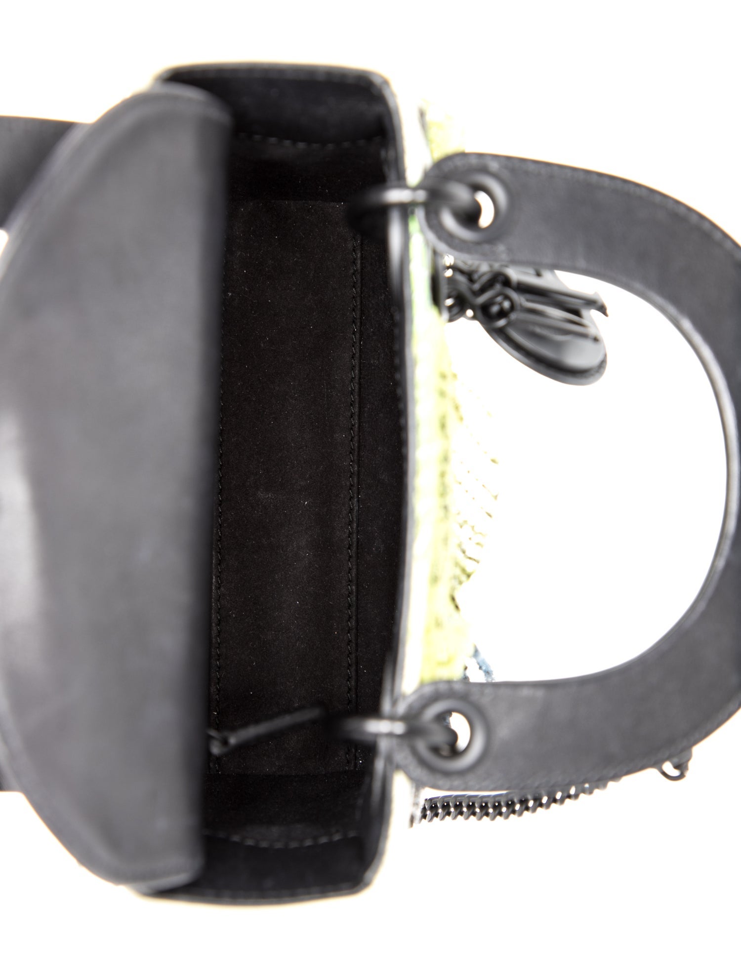 Christian Dior Leather Lady Dior Mini - Green Handle Bags