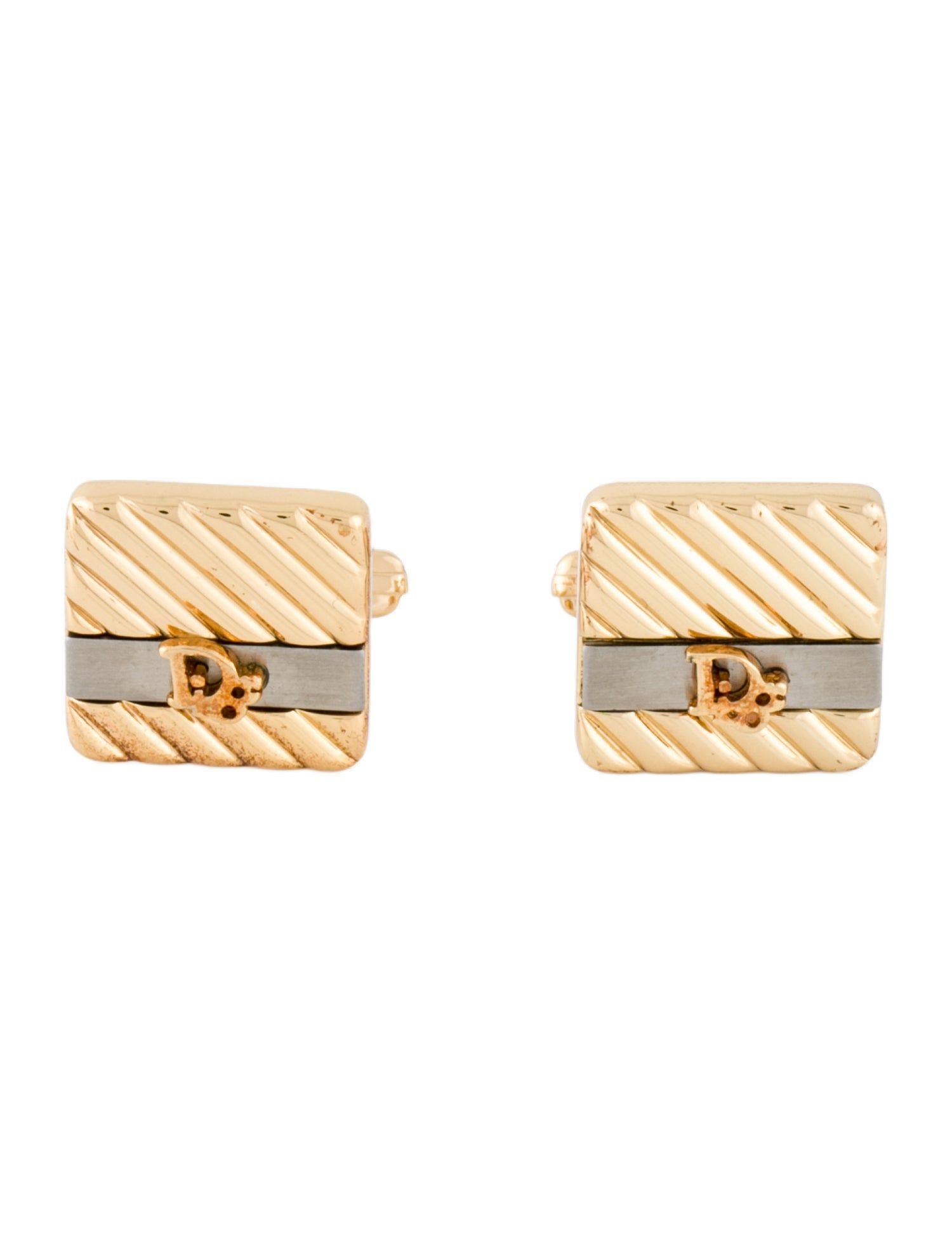 Christian Dior Vintage Two-Tone Logo Cufflinks