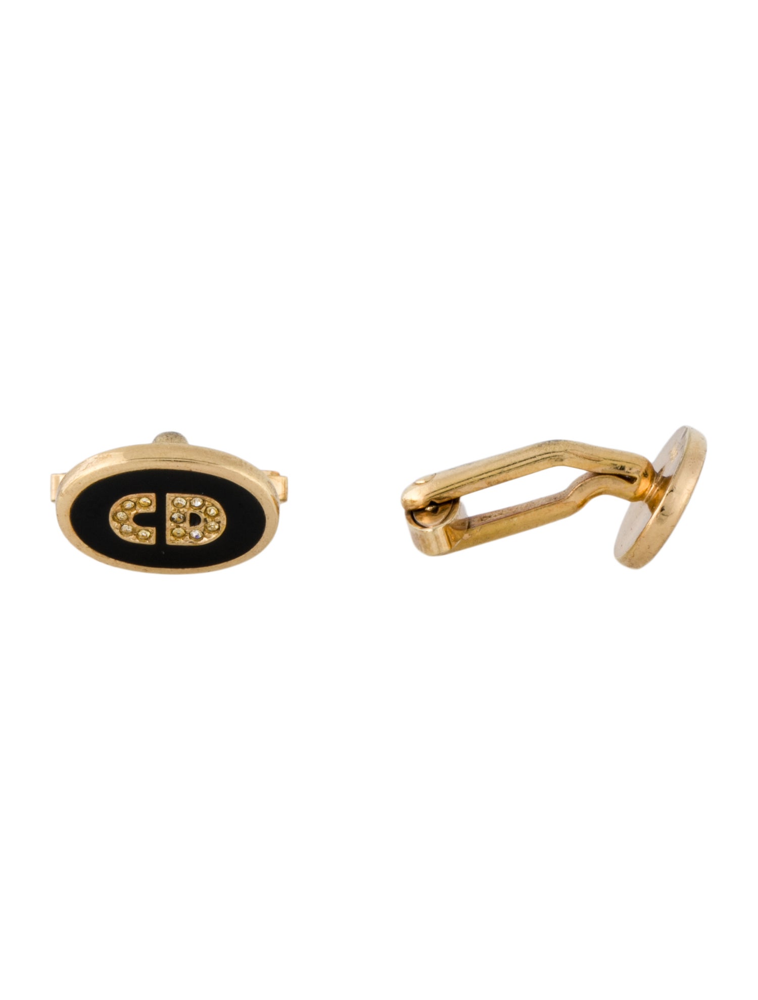 Christian Dior Crystal & Enamel Cufflinks