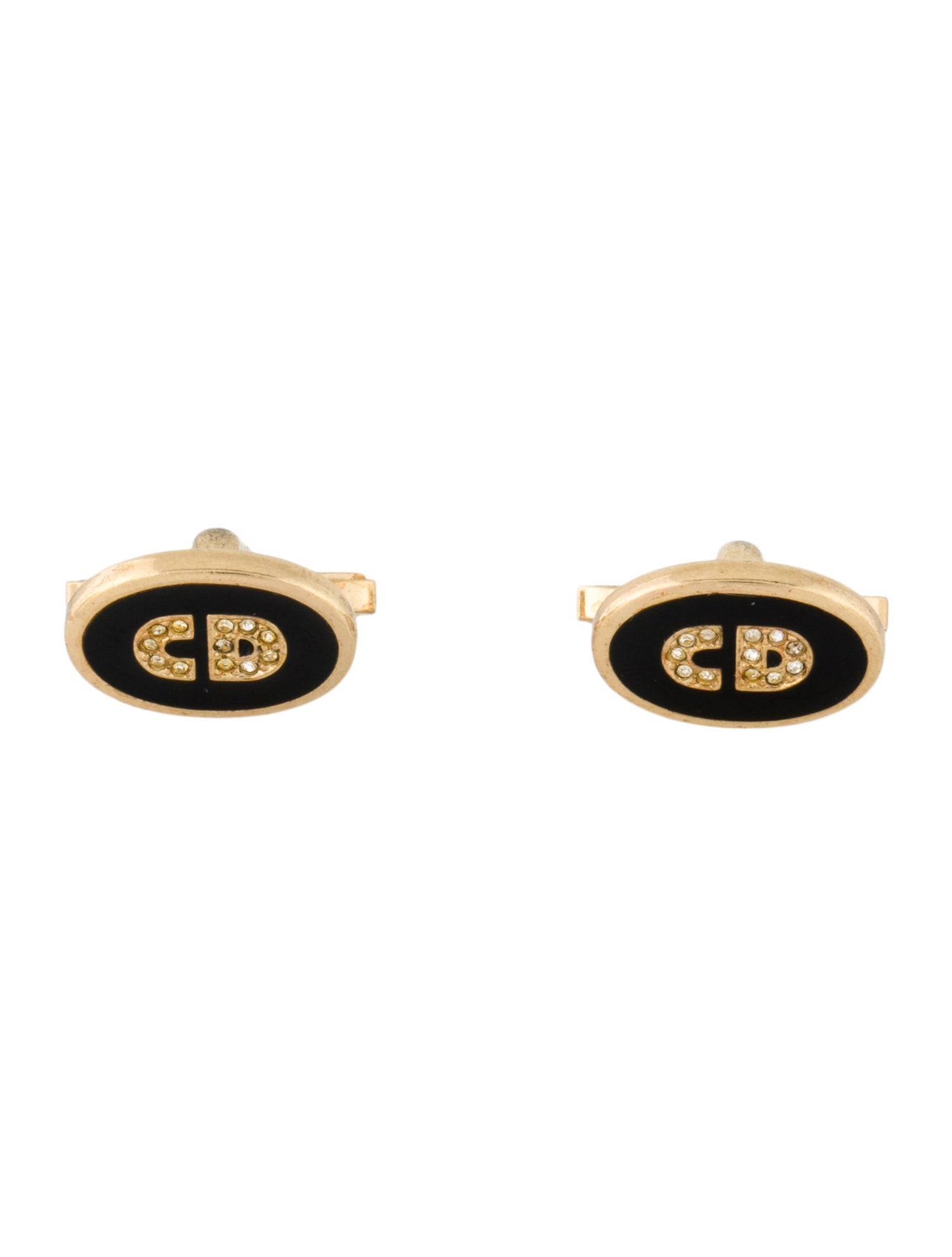 Christian Dior Crystal & Enamel Cufflinks