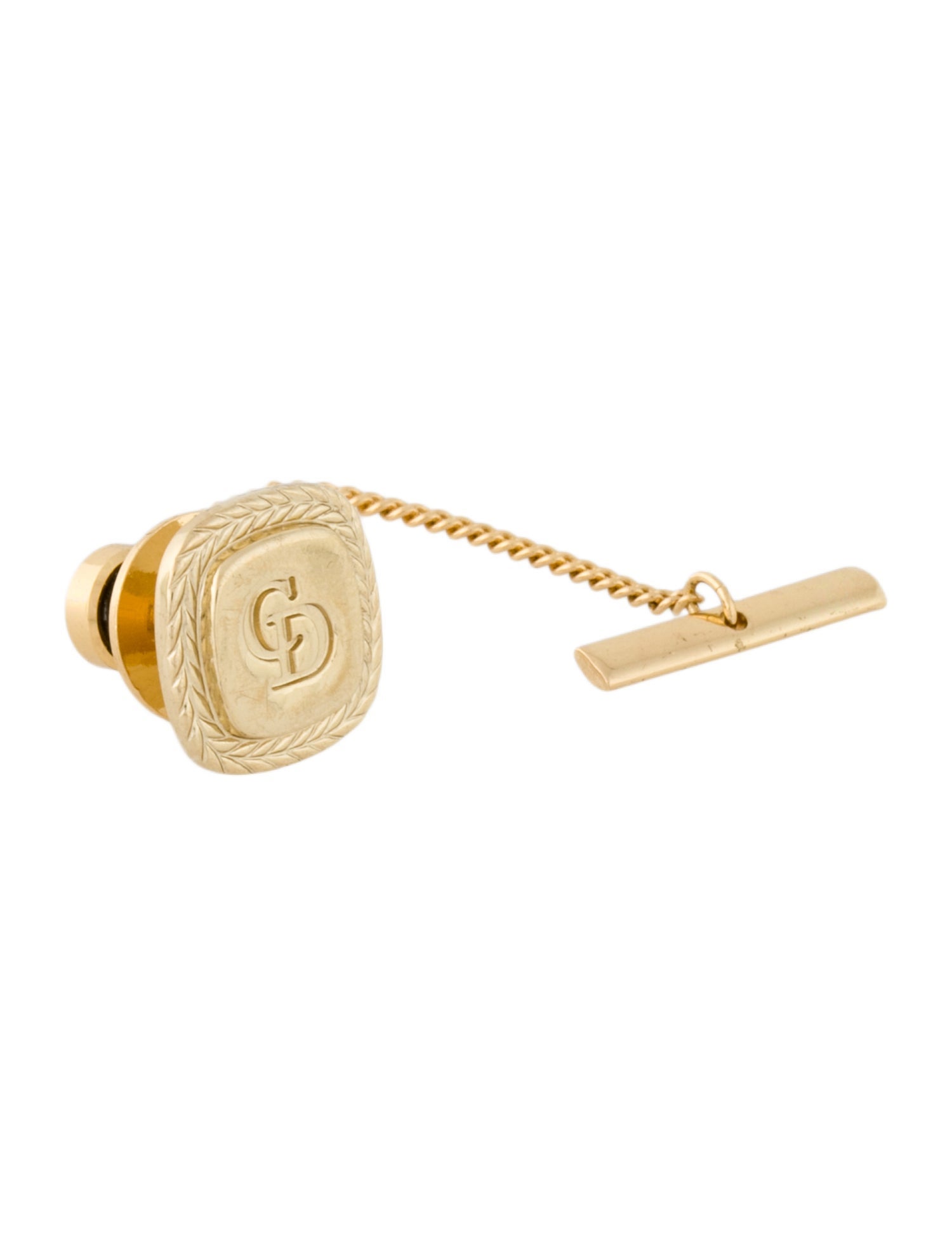 Christian Dior CD Chain Pin Brooch