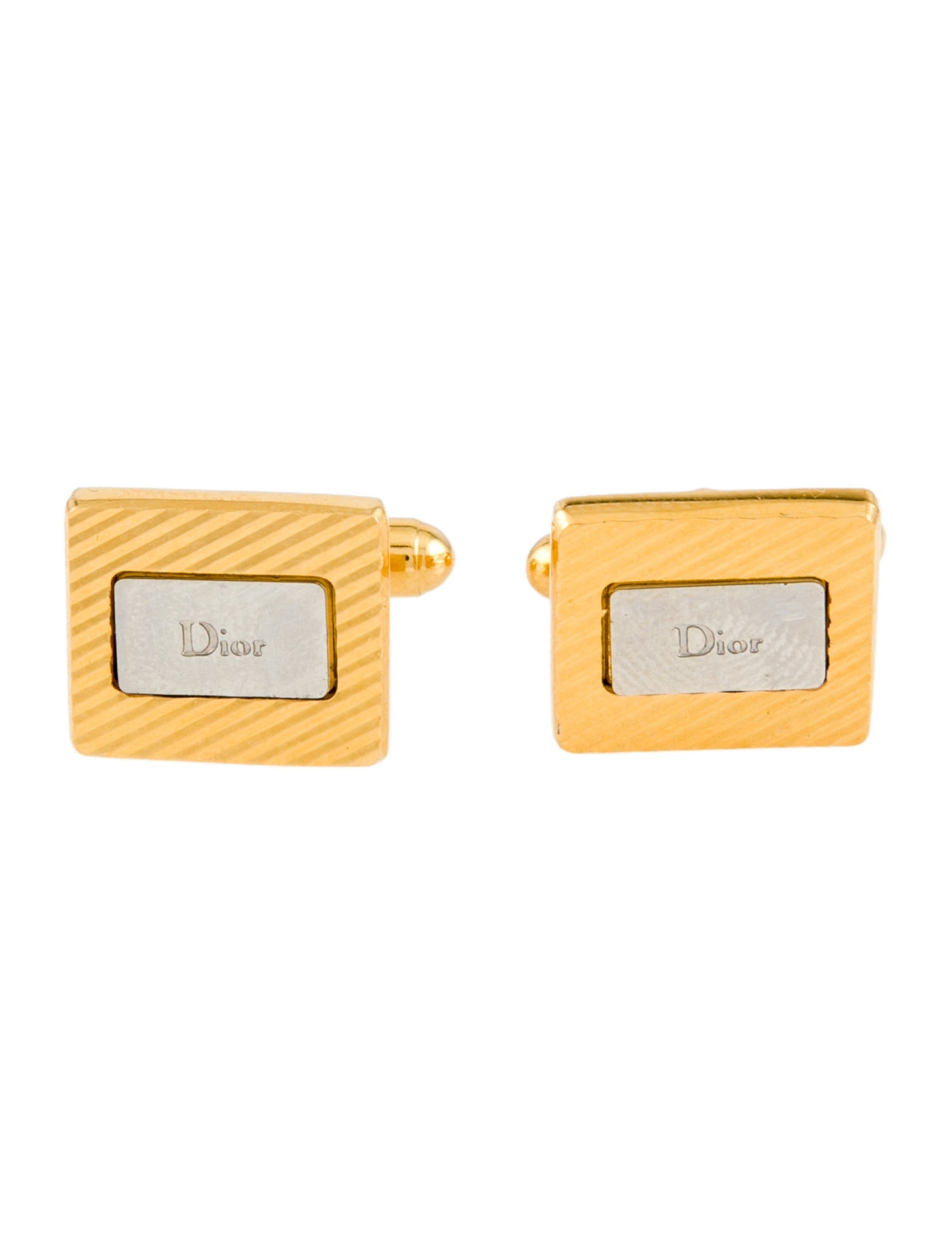 Christian Dior Vintage Two-Tone Logo Cufflinks