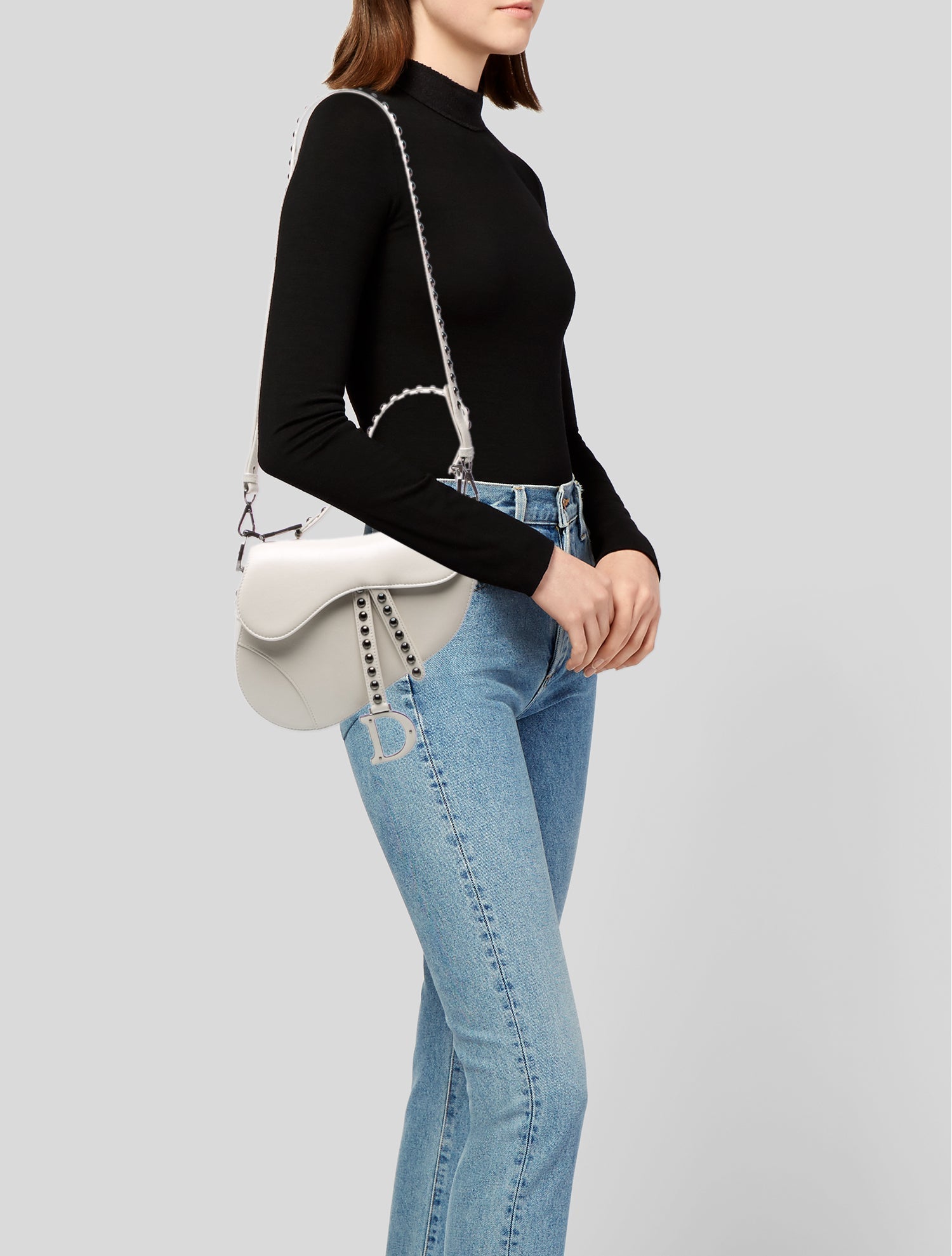 Christian Dior Vintage Embroidered Denim Saddle Bag - Blue