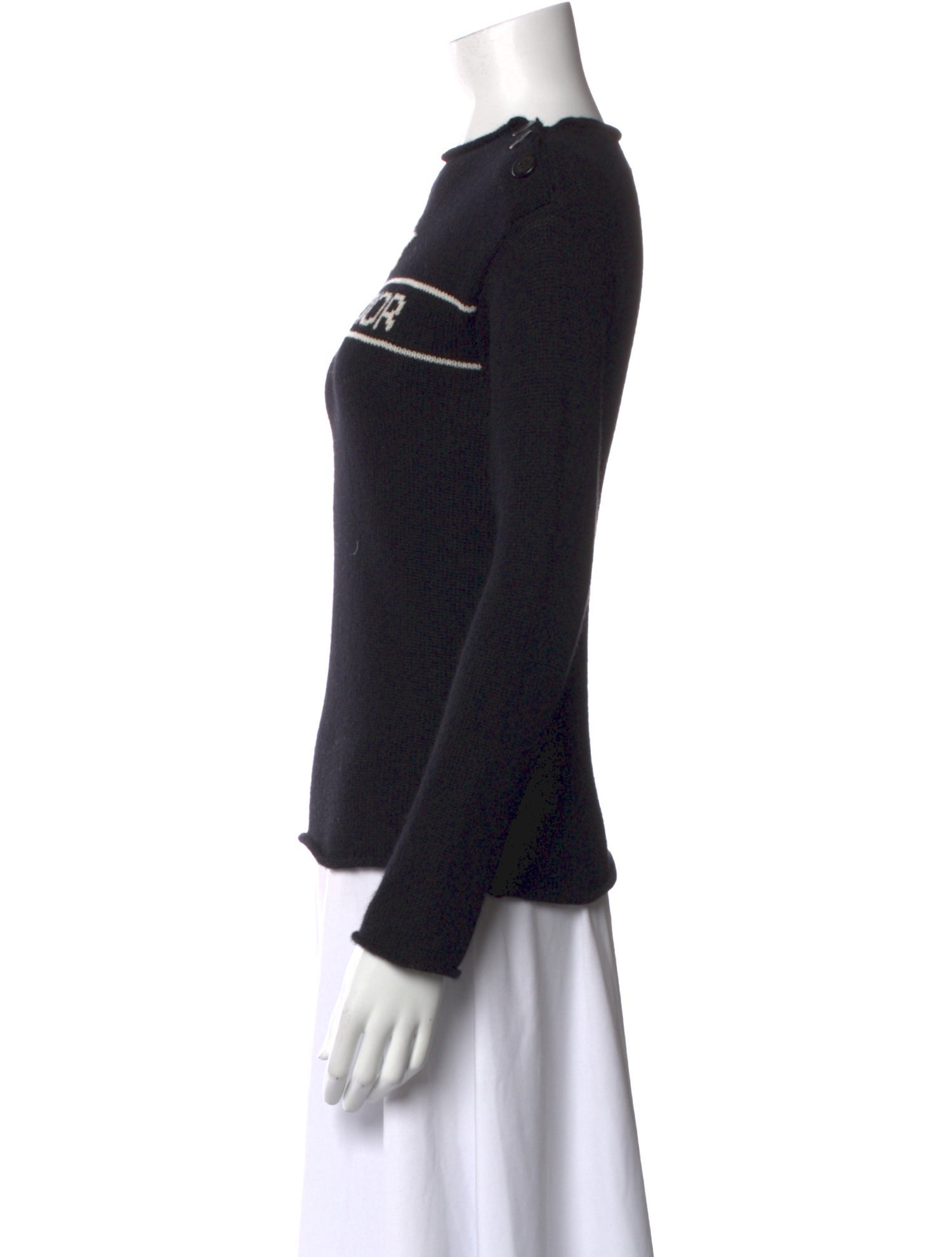 トップス Christian Dior Christian Dior Cashmere Graphic Print Sweater - Black Knitwear