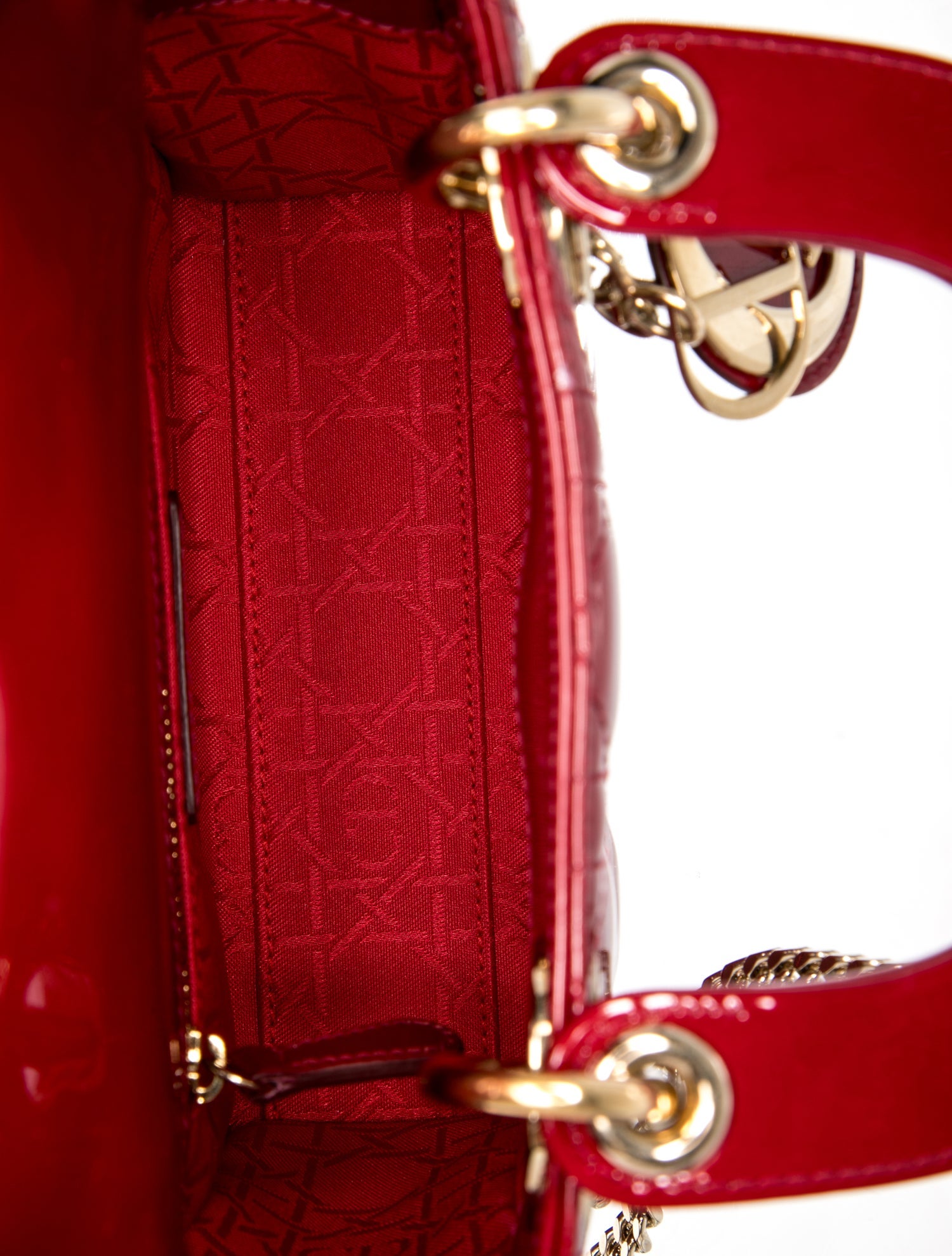 Christian Dior Cannage Lady Dior Mini - Red Handle Bags, Handbags