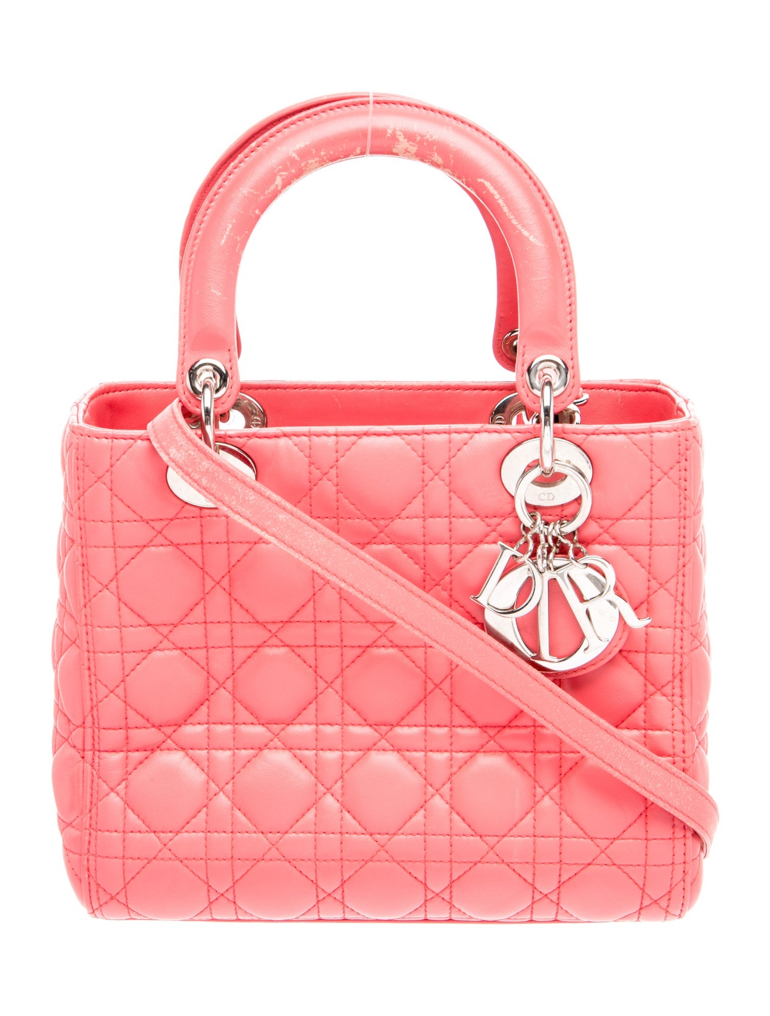 Christian Dior Cannage Lady Dior Medium - Pink Handle Bags