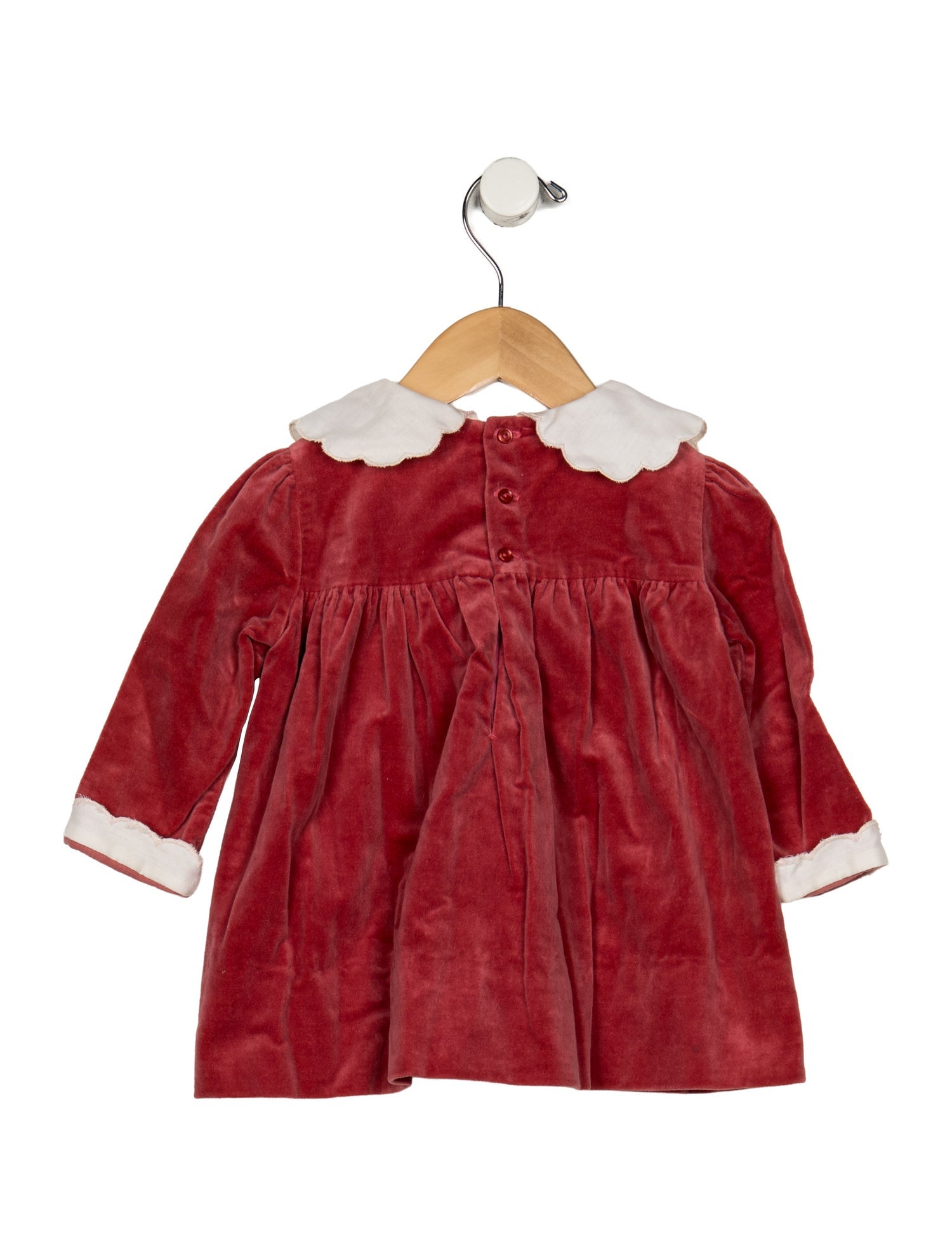 Christian Dior Red long sleeve dress with lace trim accents and button closure