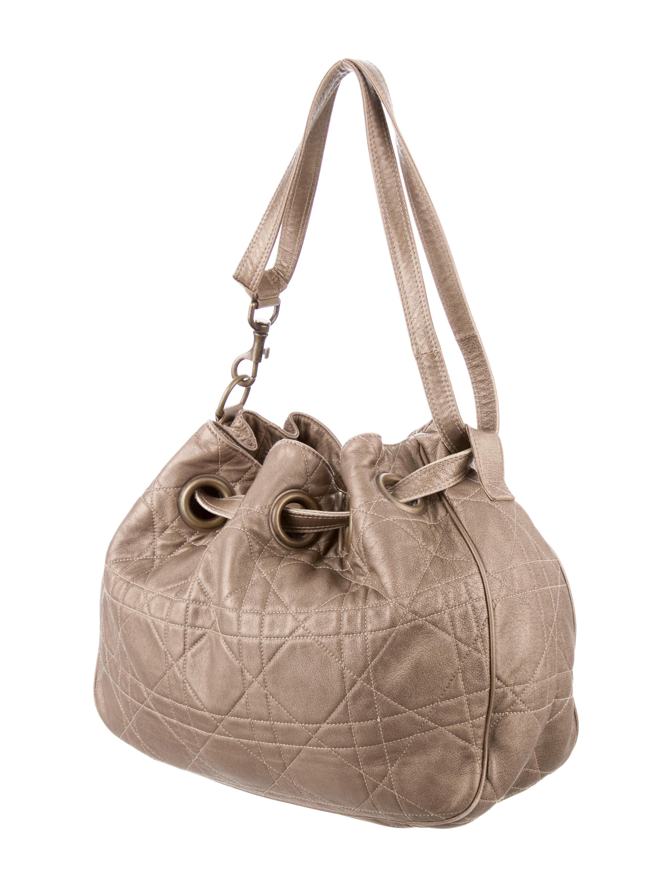 Christian Dior Quilted Cannage Drawstring Bag Handbags CHR59691 The RealReal