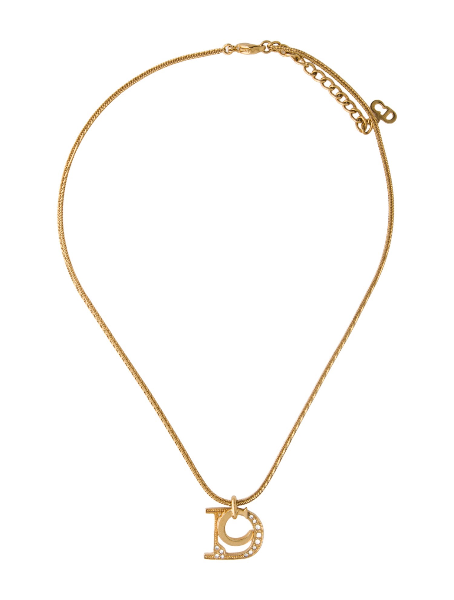 Christian Dior Crystal CD Pendant Necklace