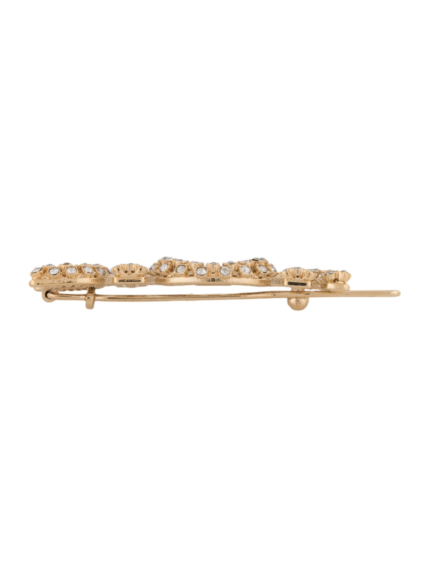 Christian Dior Logo Branded Crystal Embellished Hair Clip