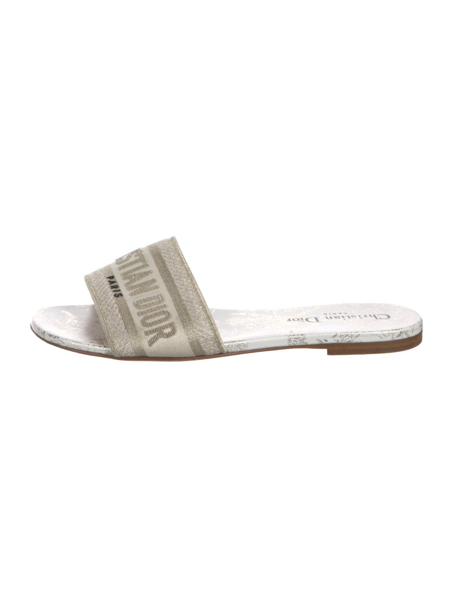 Christian Dior Printed Embroidered Accent Slides