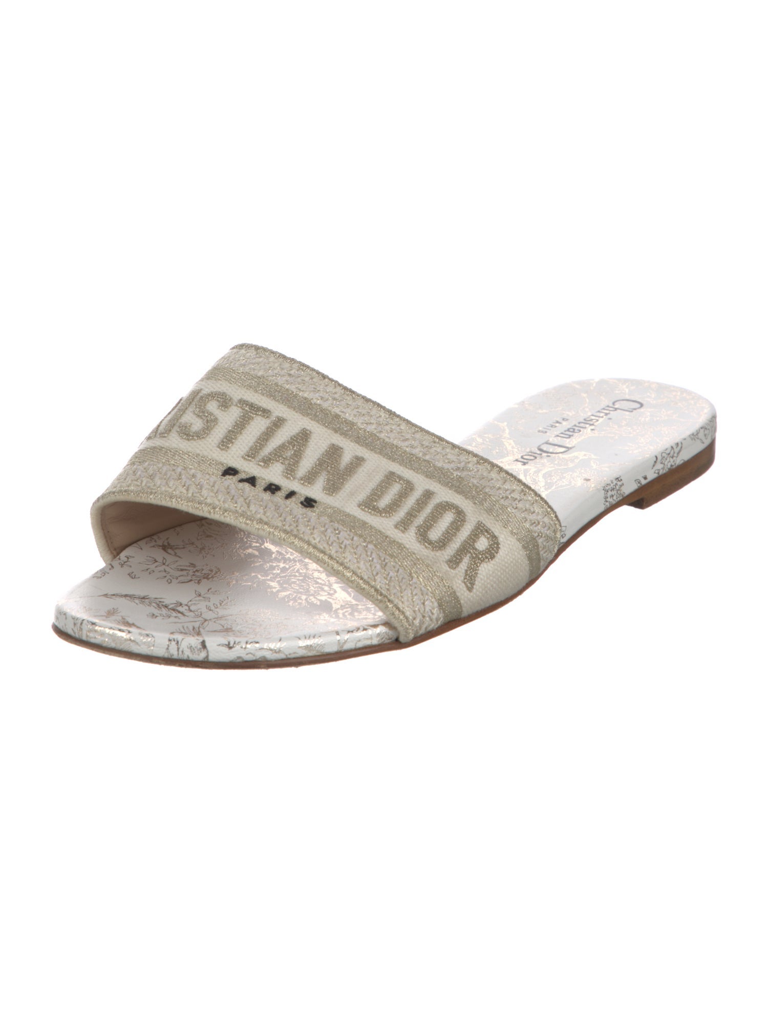 Christian Dior Printed Embroidered Accent Slides