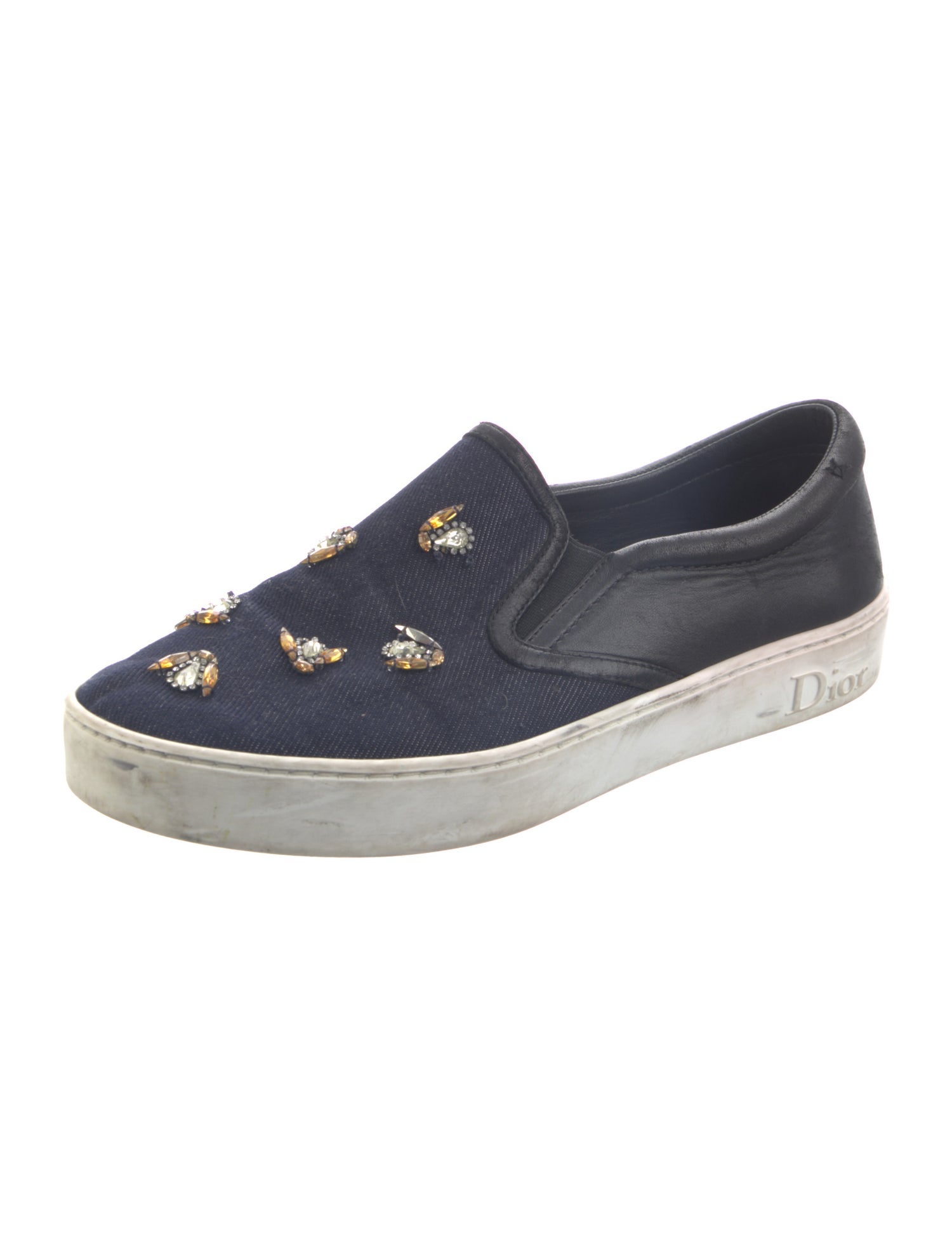 Christian Dior Denim Colorblock Pattern Sneakers