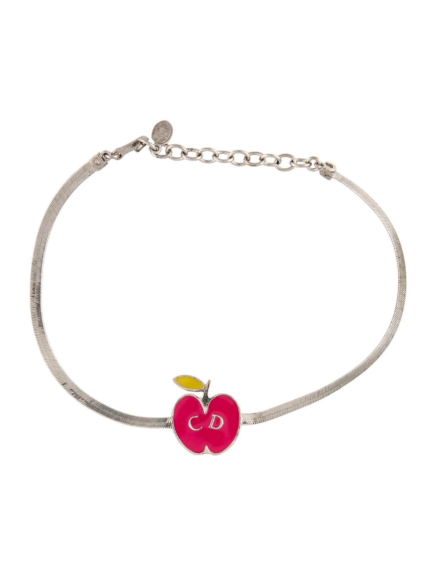 Christian Dior Vintage Enamel CD Apple Choker Necklace
