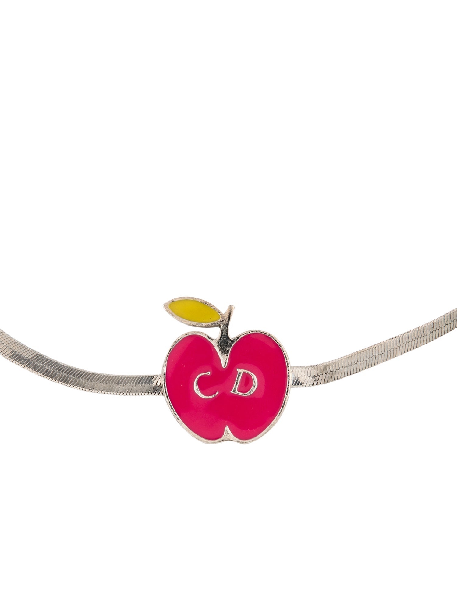 Christian Dior Vintage Enamel CD Apple Choker Necklace