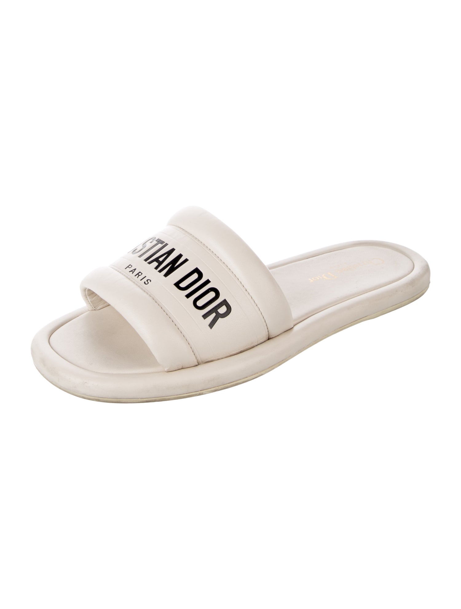 Christian Dior Leather Graphic Print Slides
