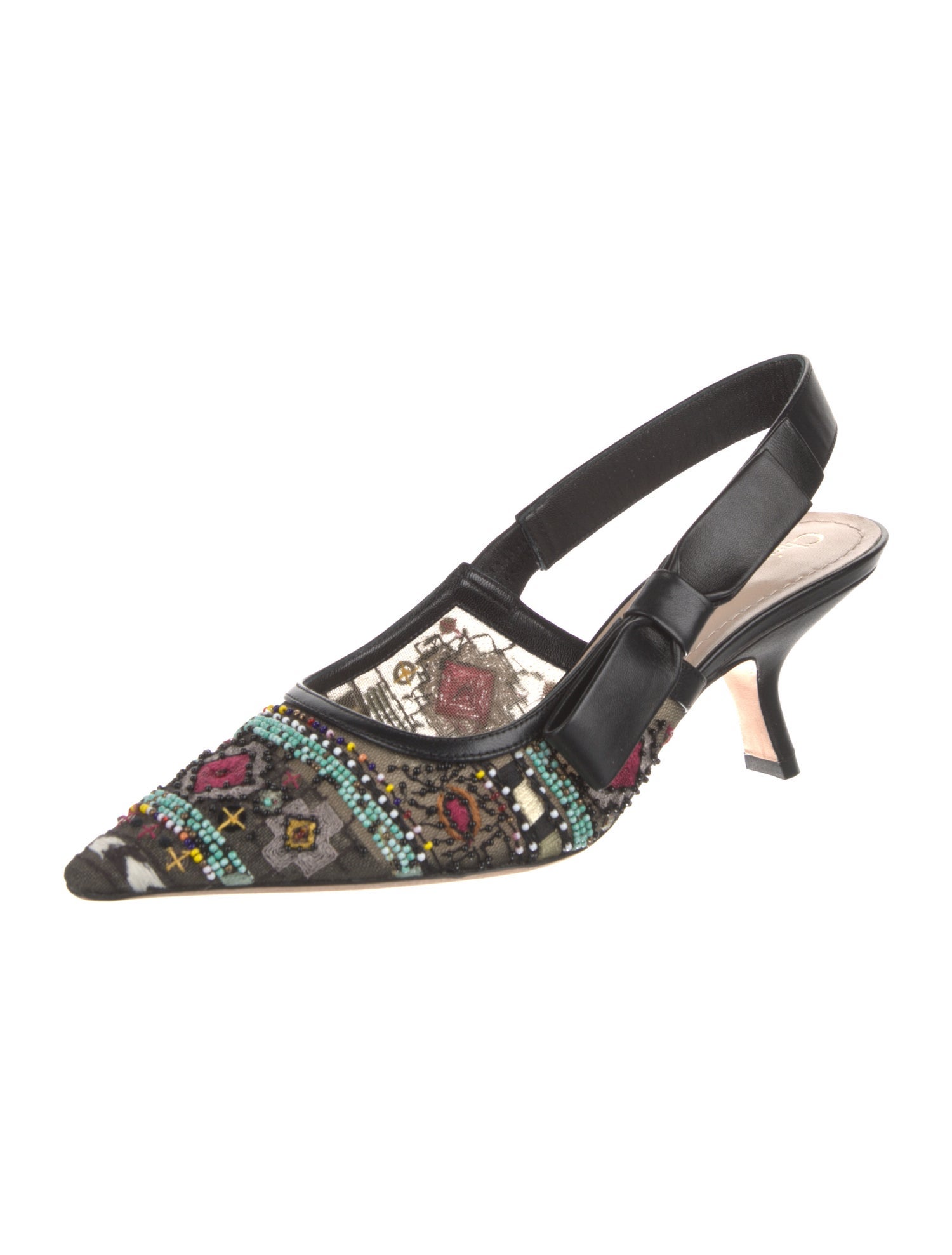 Christian Dior Leather Printed Slingback Pumps