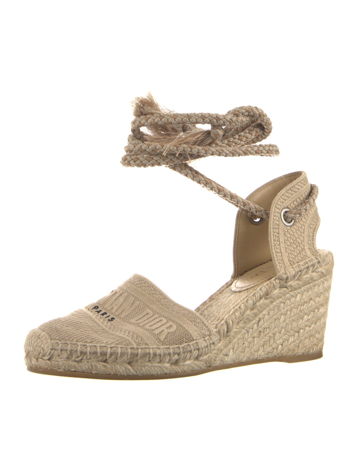 Christian Dior Canvas Tassel Accents Slingback Pumps