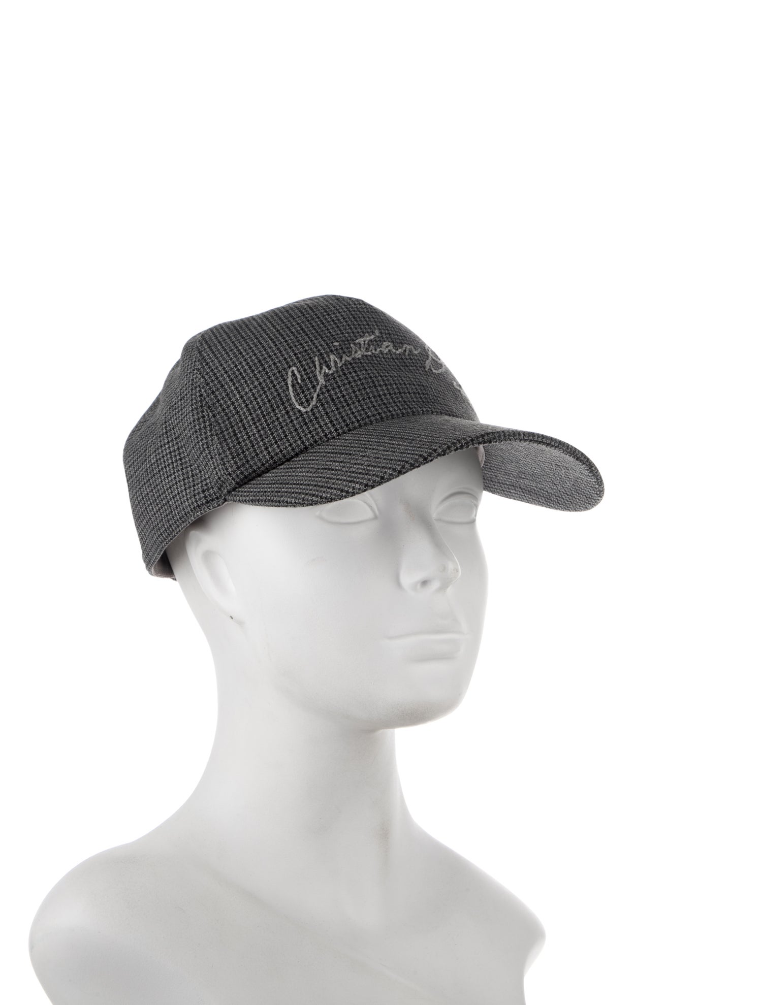Christian Dior Virgin Wool Logo Embroidered Baseball Hat with Leather Trim Embellishment