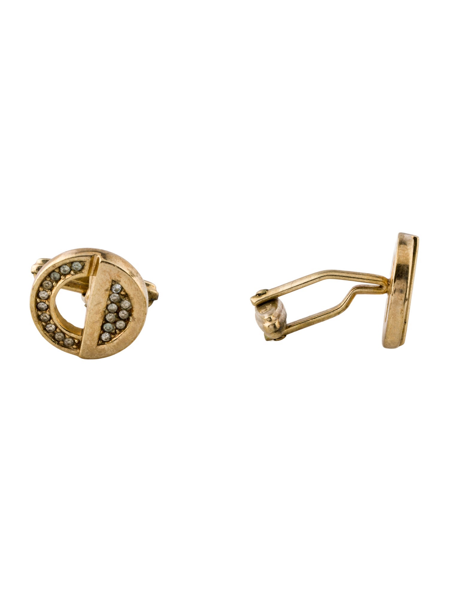 Christian Dior Vintage Crystal CD Cufflinks