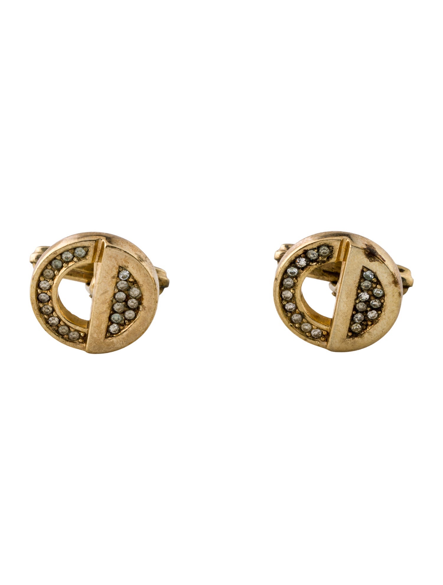 Christian Dior Vintage Crystal CD Cufflinks