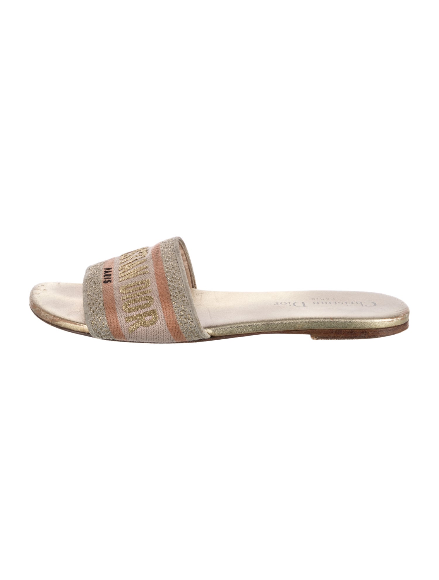 Christian Dior Leather Graphic Print Slides - Brown Sandals, Shoes