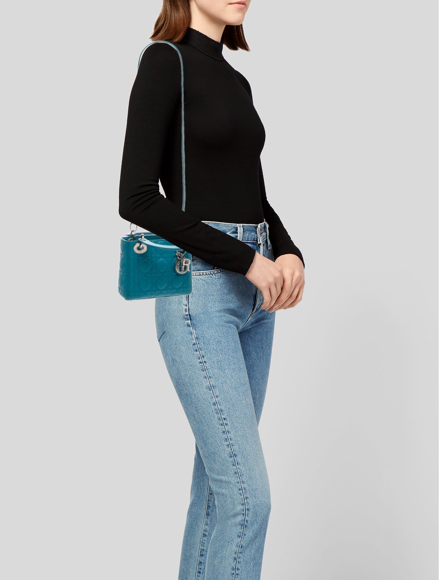 Christian Dior 2022 Mini Alligator-Trimmed Fur Lady Dior Bag