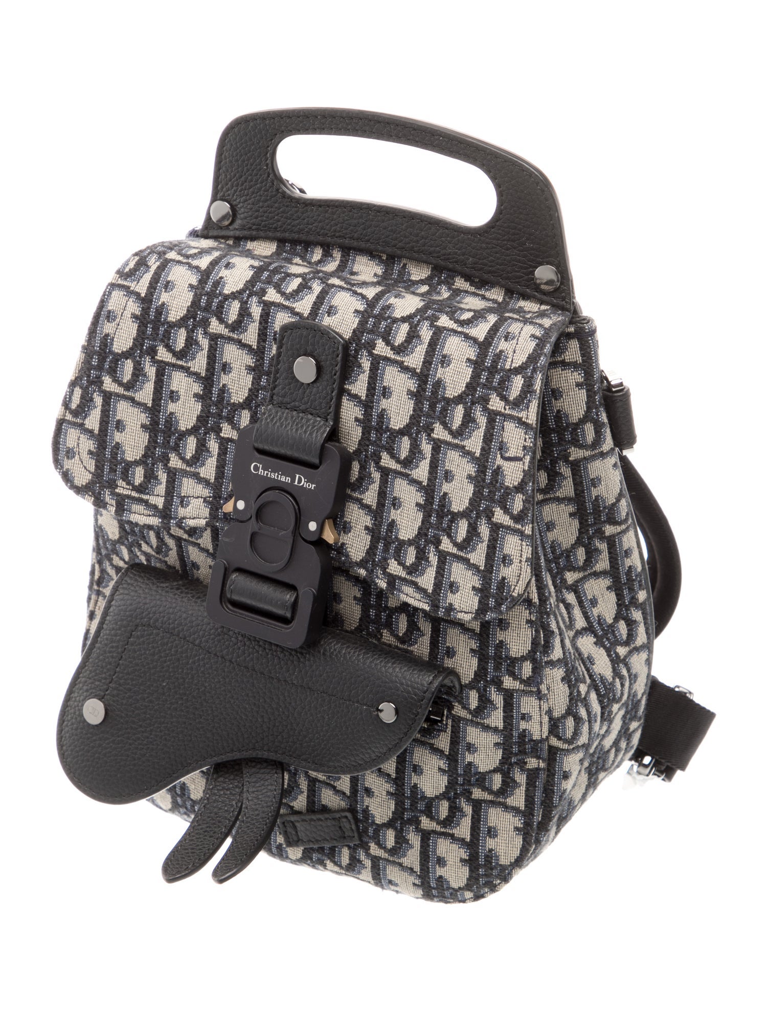 Christian Dior Canvas Oblique Jacquard Saddle Backpack Mini