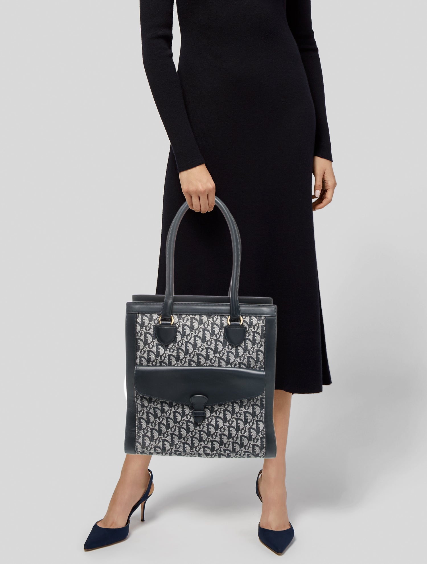 Christian Dior Ostrich Lady Dior Small - Blue Handle Bags