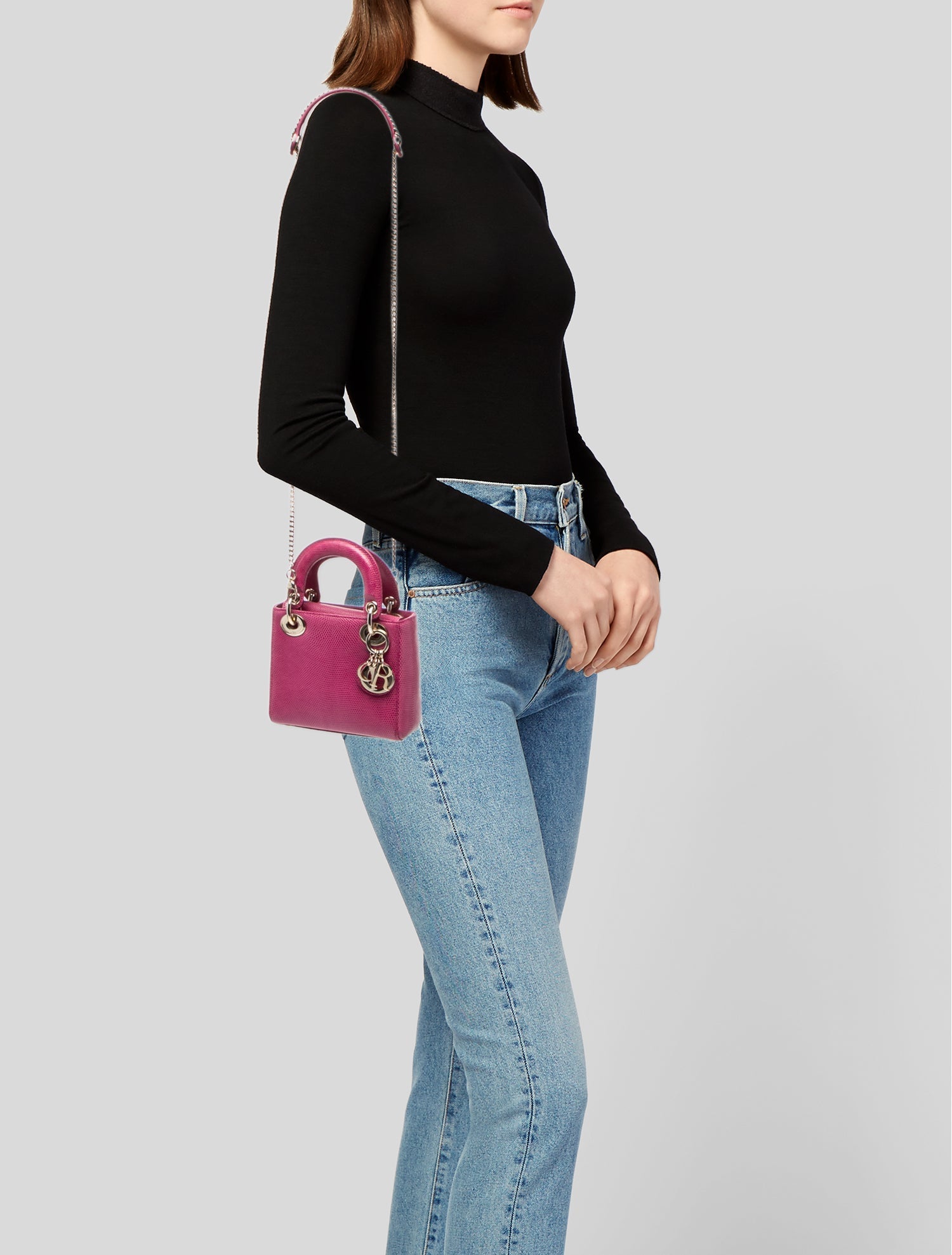 Christian Dior Butterfly-Embellished Mini Lady Dior Bag - Pink