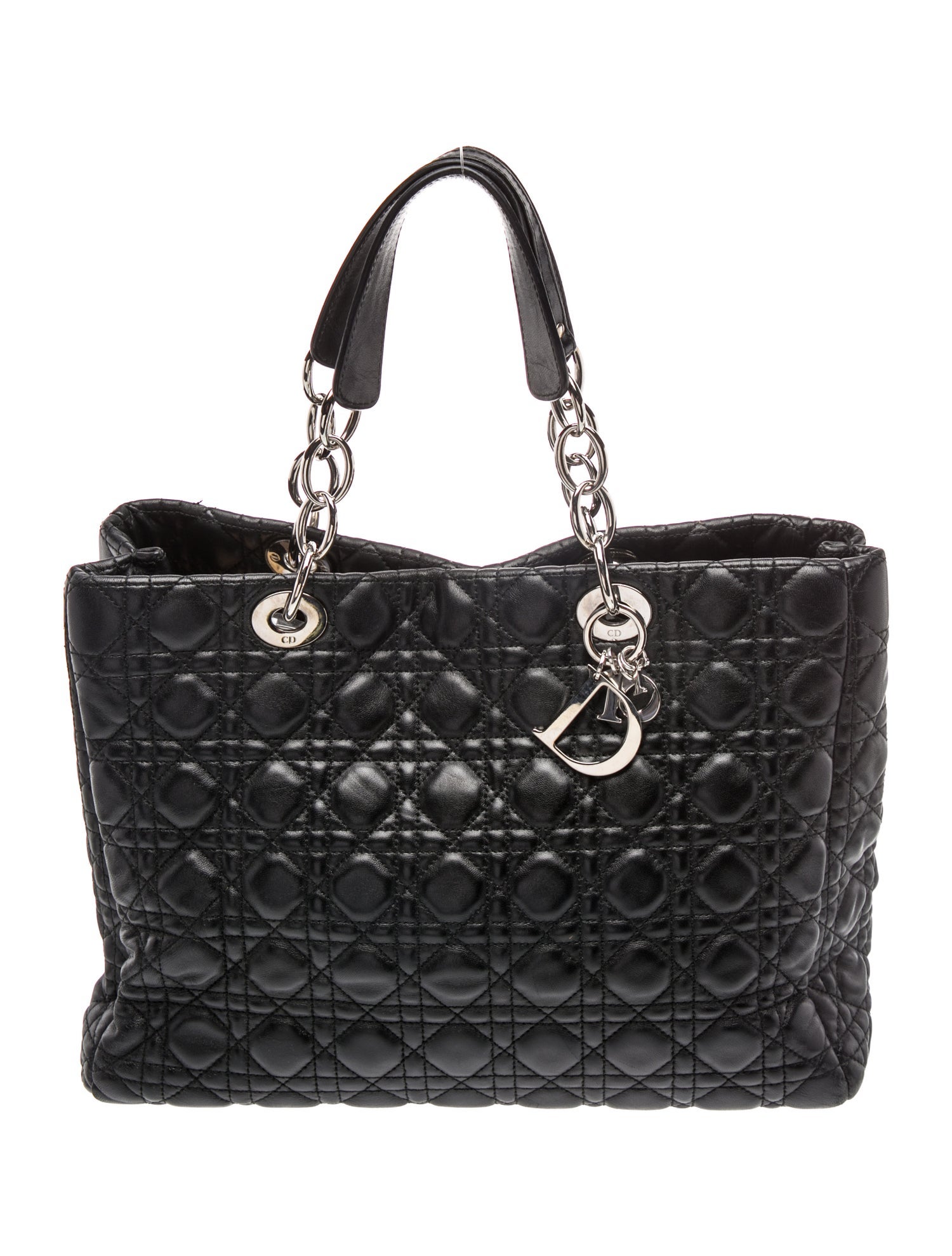 Christian Dior Patent Leather Lady Dior Mini - Blue Handle Bags
