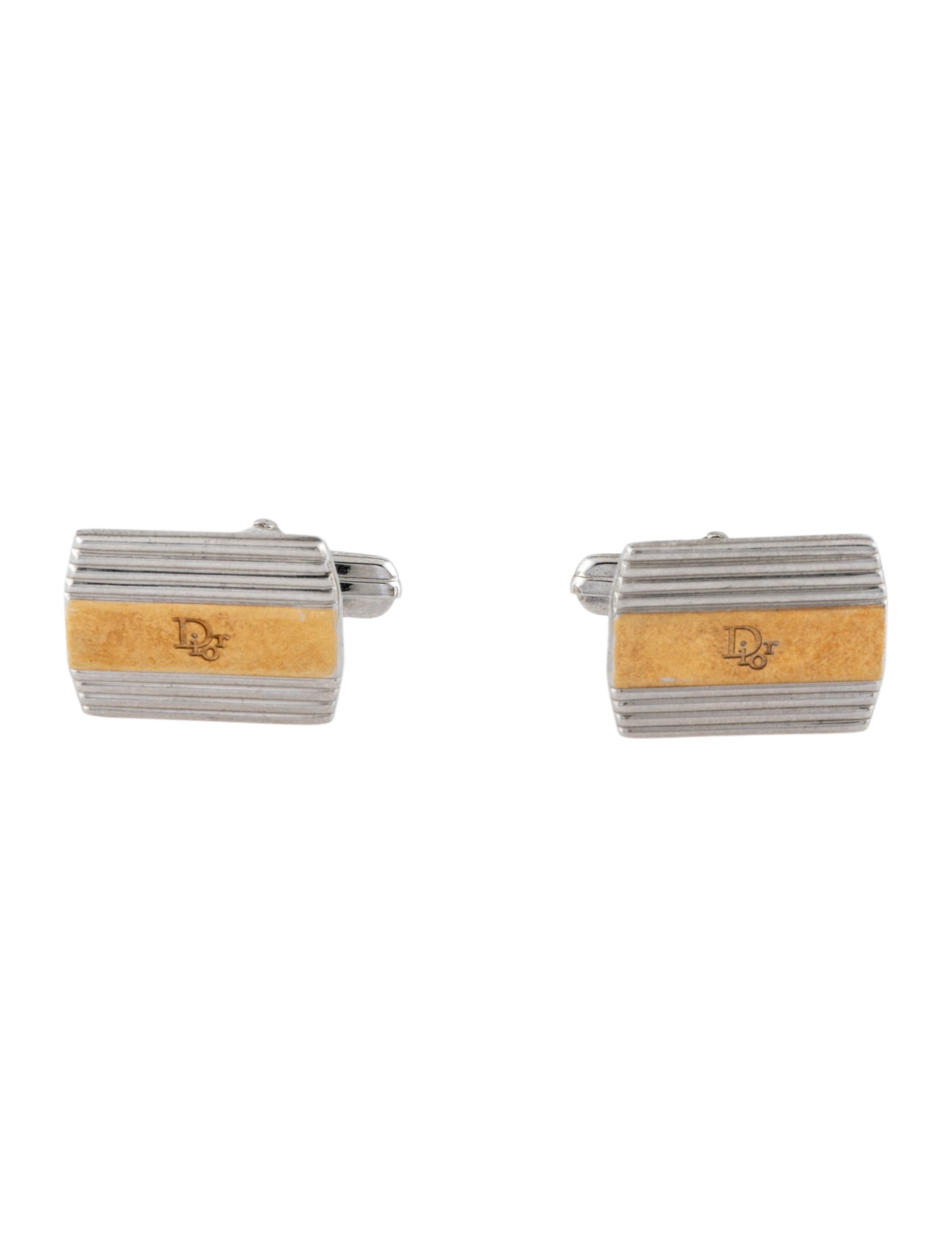 Christian Dior Vintage Two-Tone Logo Cufflinks