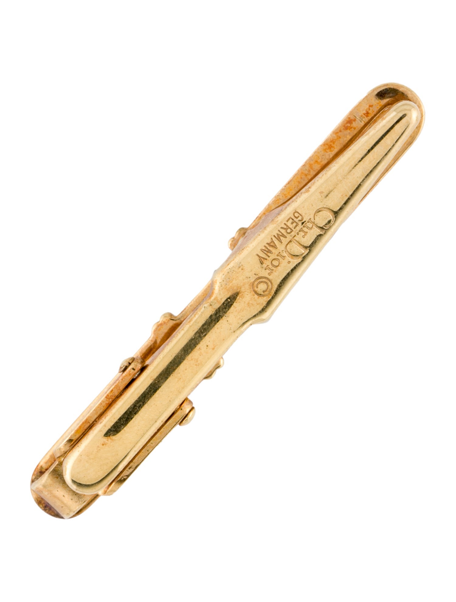 Christian Dior Vintage Two-Tone Textured Logo Tie Clip