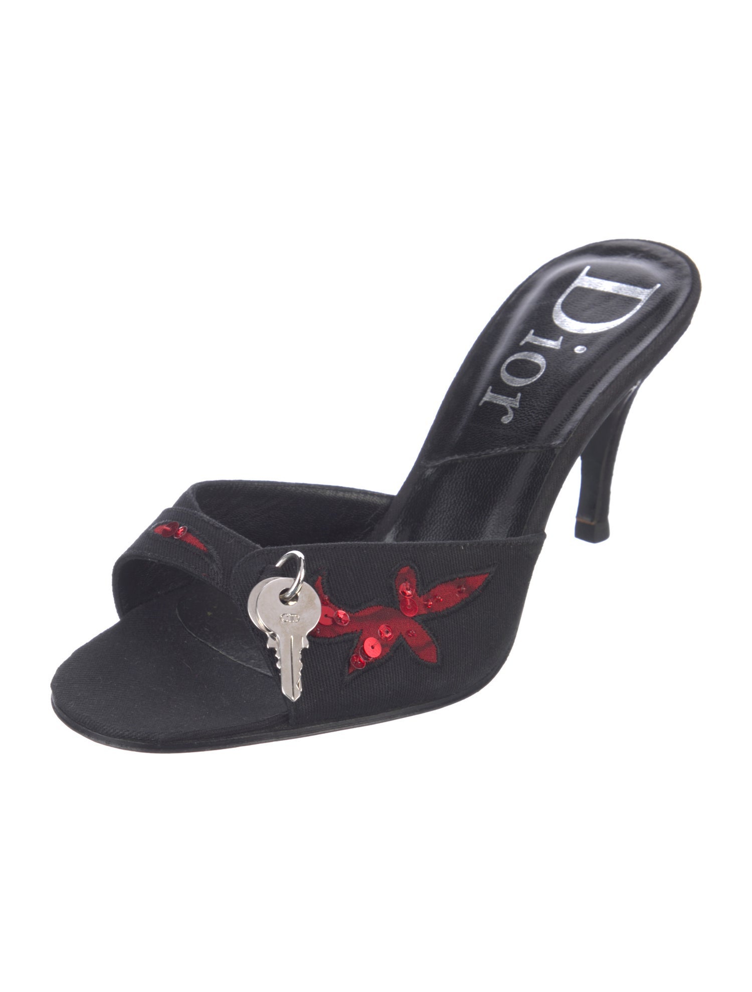 Christian Dior Diorissimo Pattern Sequin Embellishments Sandals