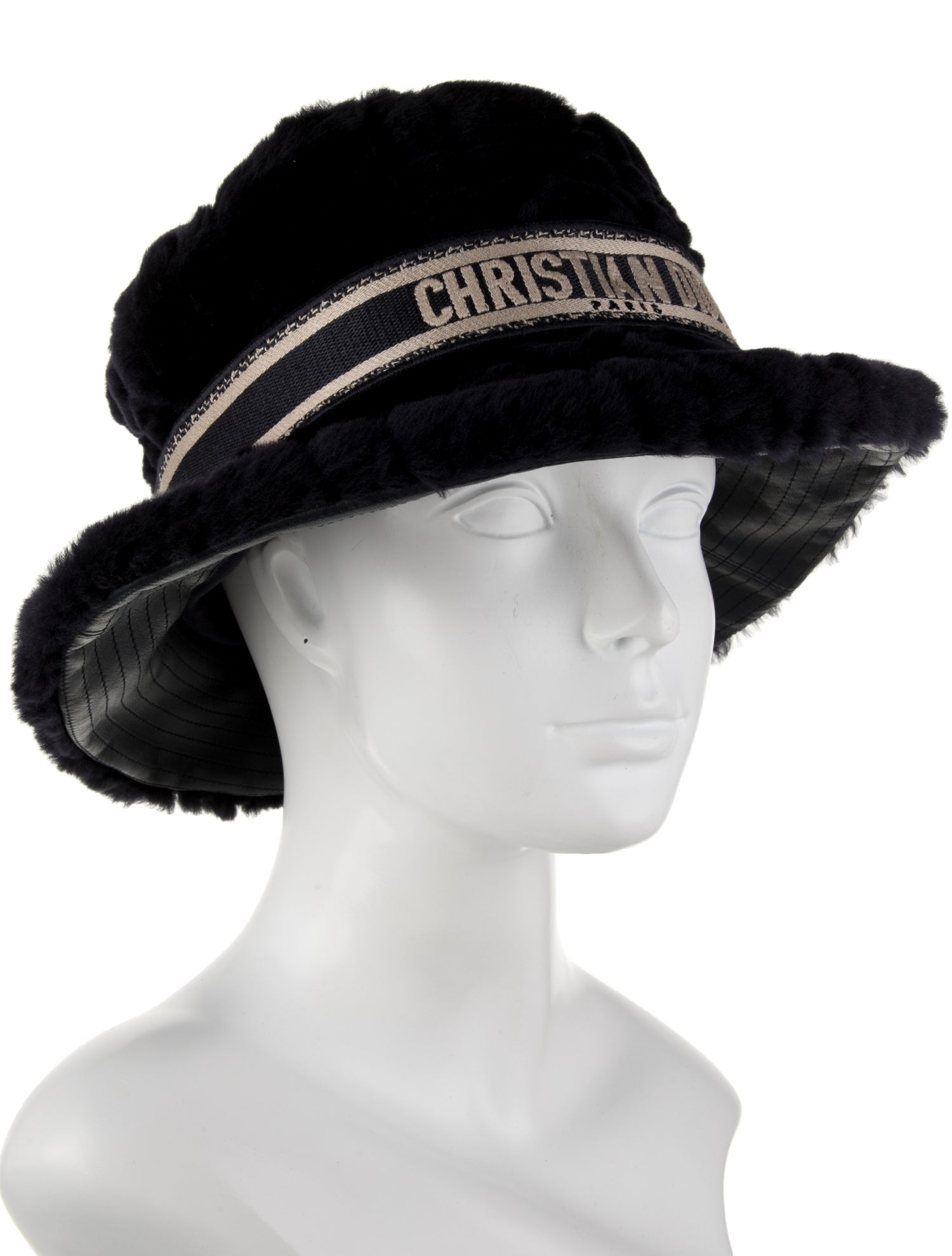 Christian Dior Blue Christian Dior shearling bucket hat; Designer size 58