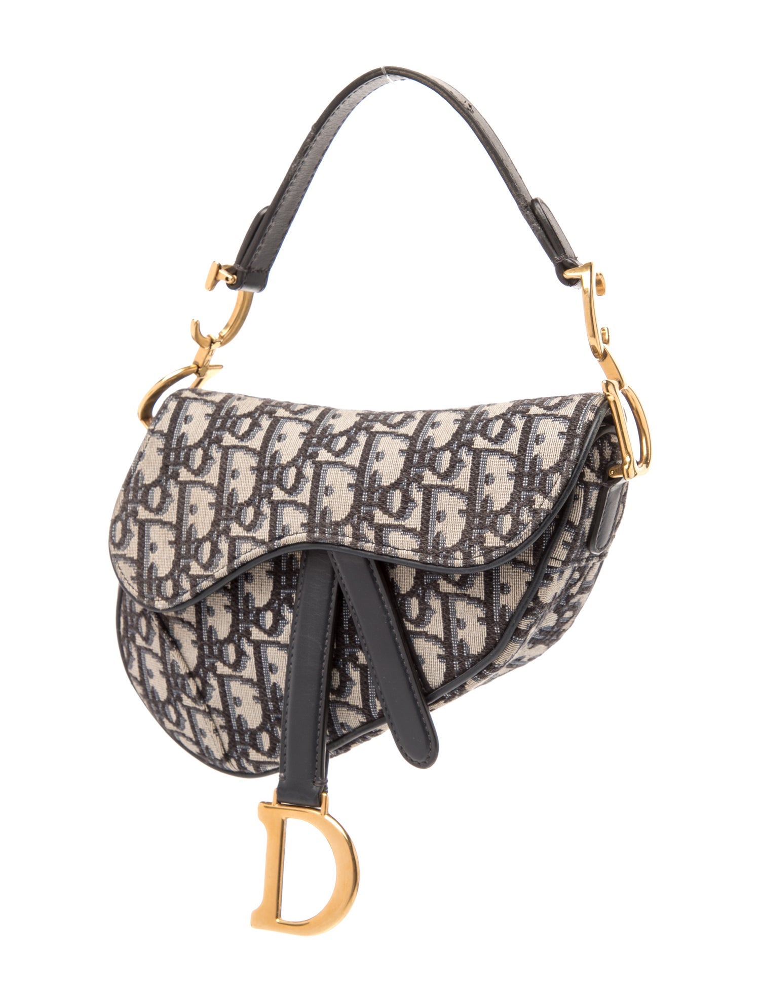 Christian Dior Oblique Jacquard Oblique Saddle Micro - Blue Handle
