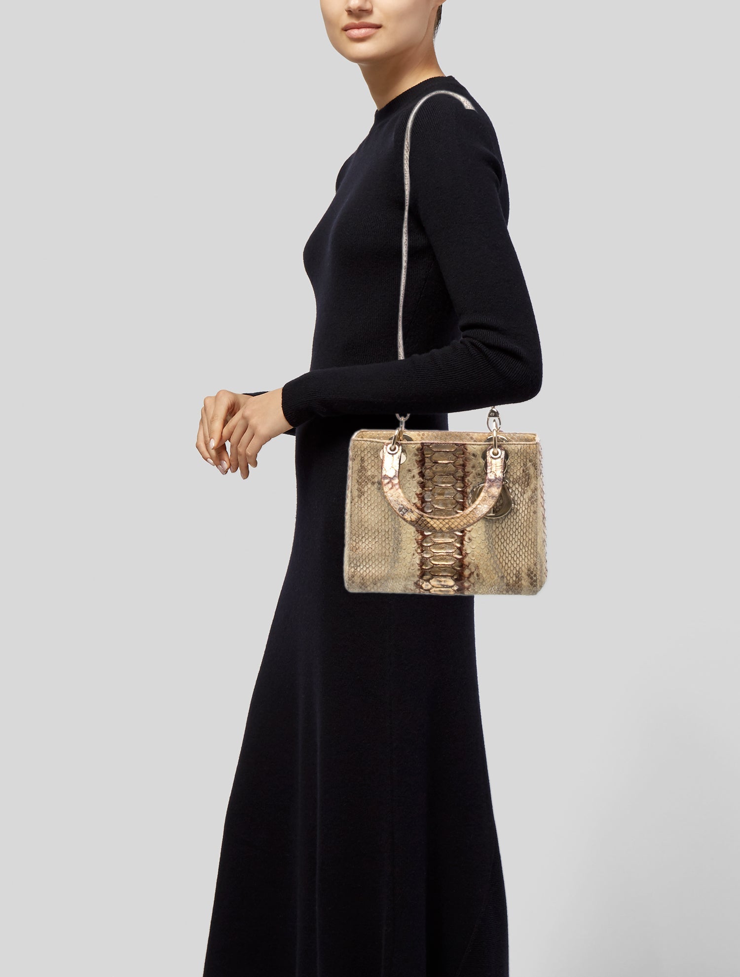 Christian Dior Mini Crocodile Lady Dior Bag - White Handle Bags