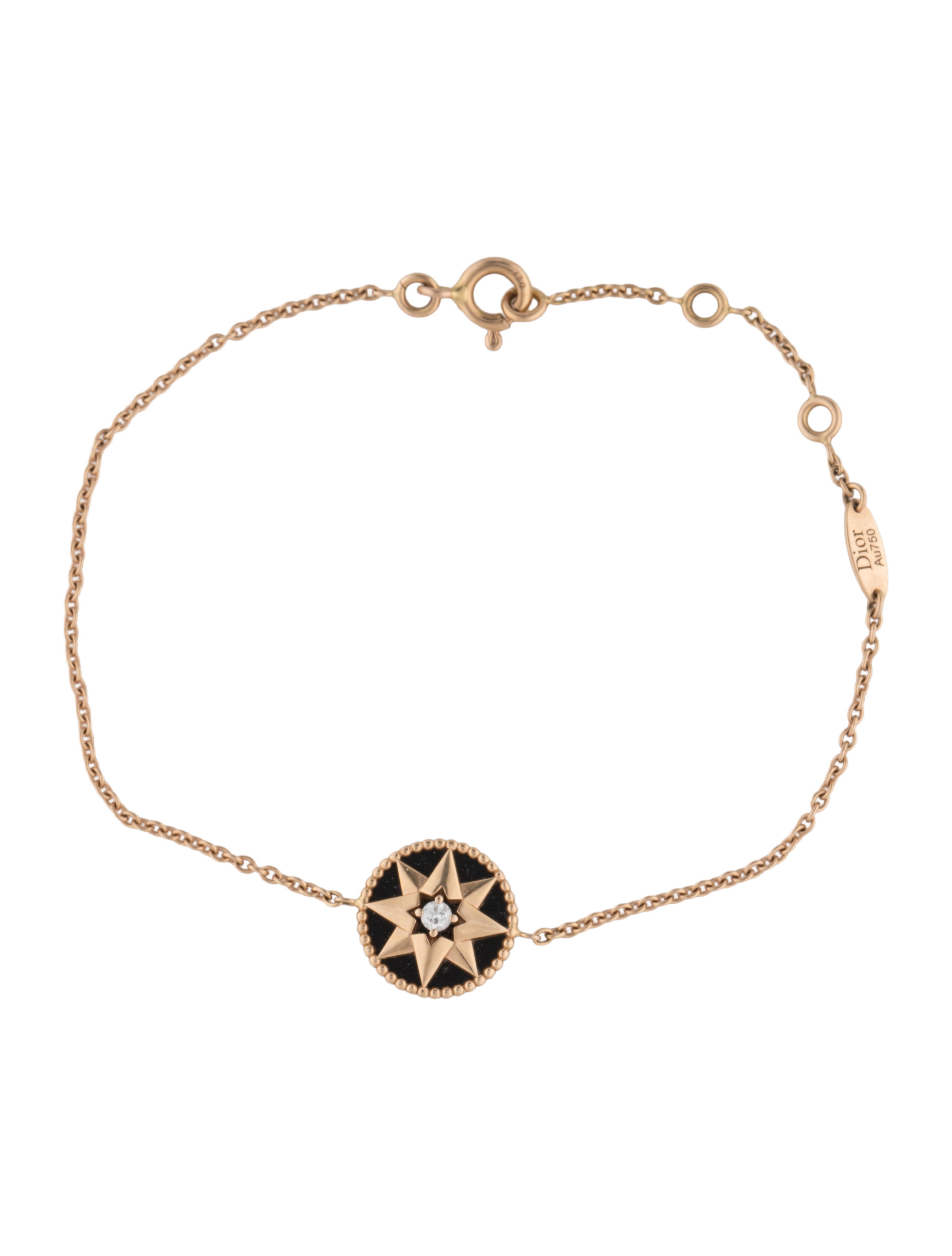 Christian Dior 18K Onyx & Diamond Rose des Vents Station Bracelet