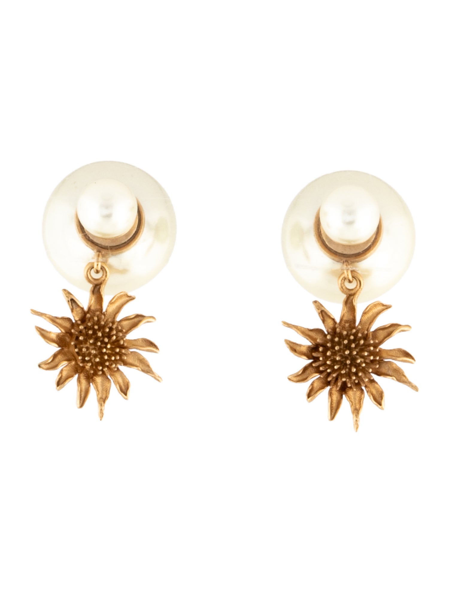 Christian Dior Faux Pearl Tribales Drop Earrings