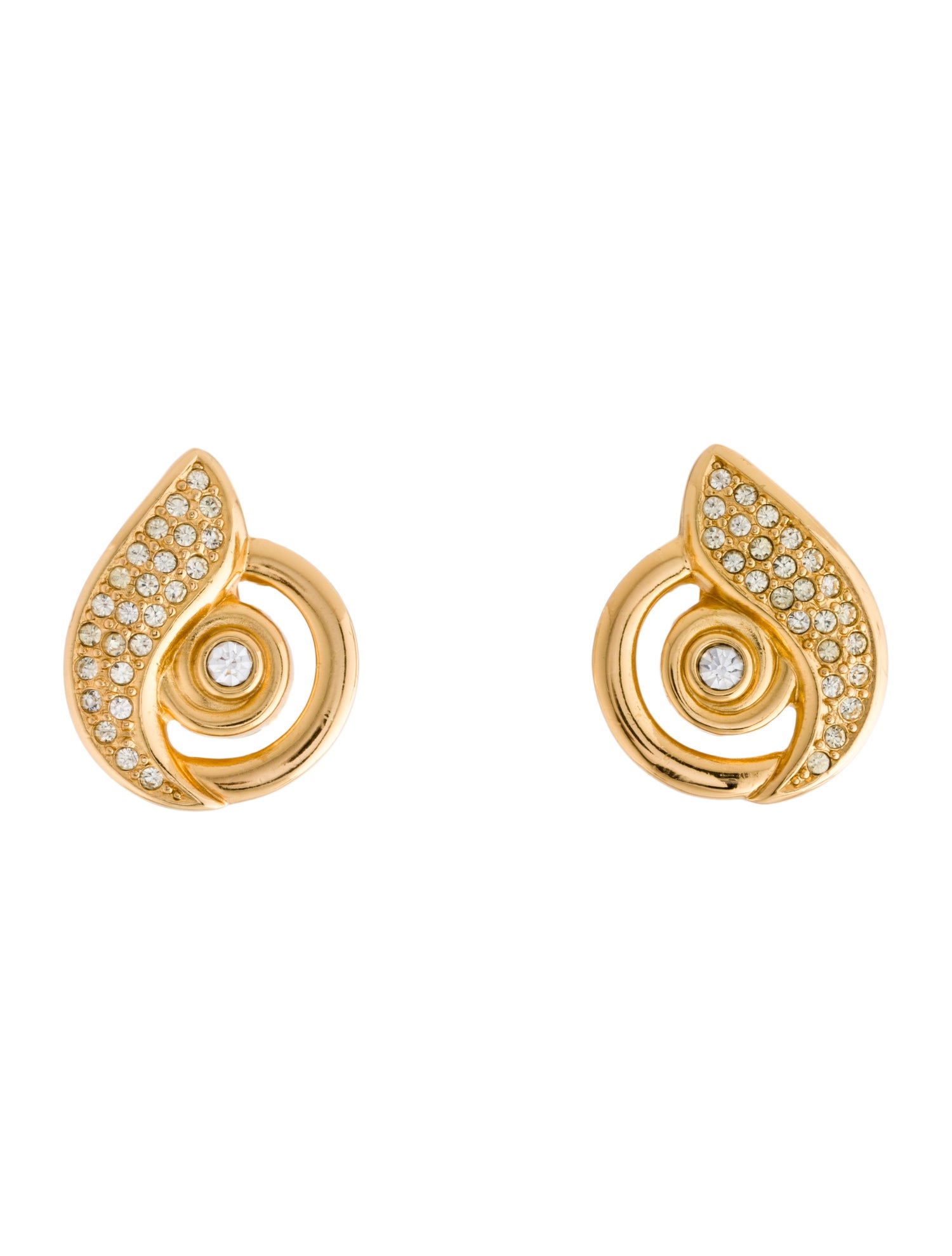 Christian Dior Vintage Crystal Swirl Clip-On Earrings