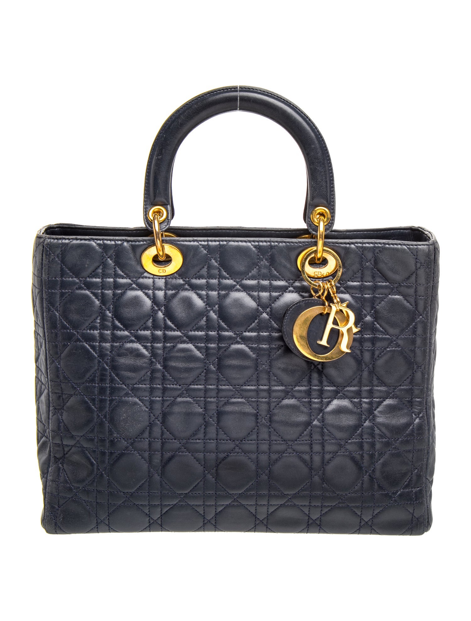 Christian Dior Denim Lady Dior Small Vintage - Blue Handle Bags