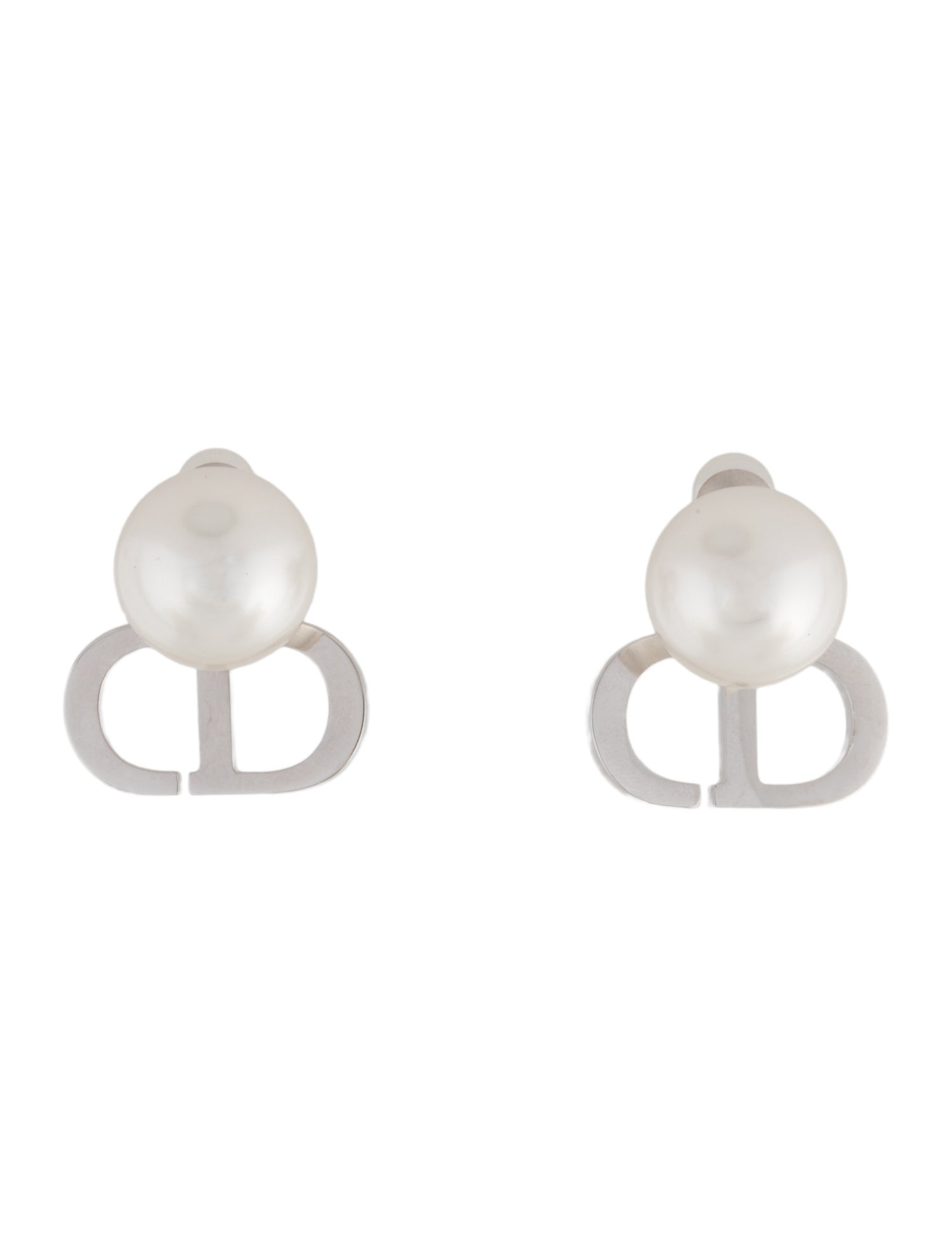 Christian Dior Faux Pearl & Crystal Tribales Drop Earrings - White