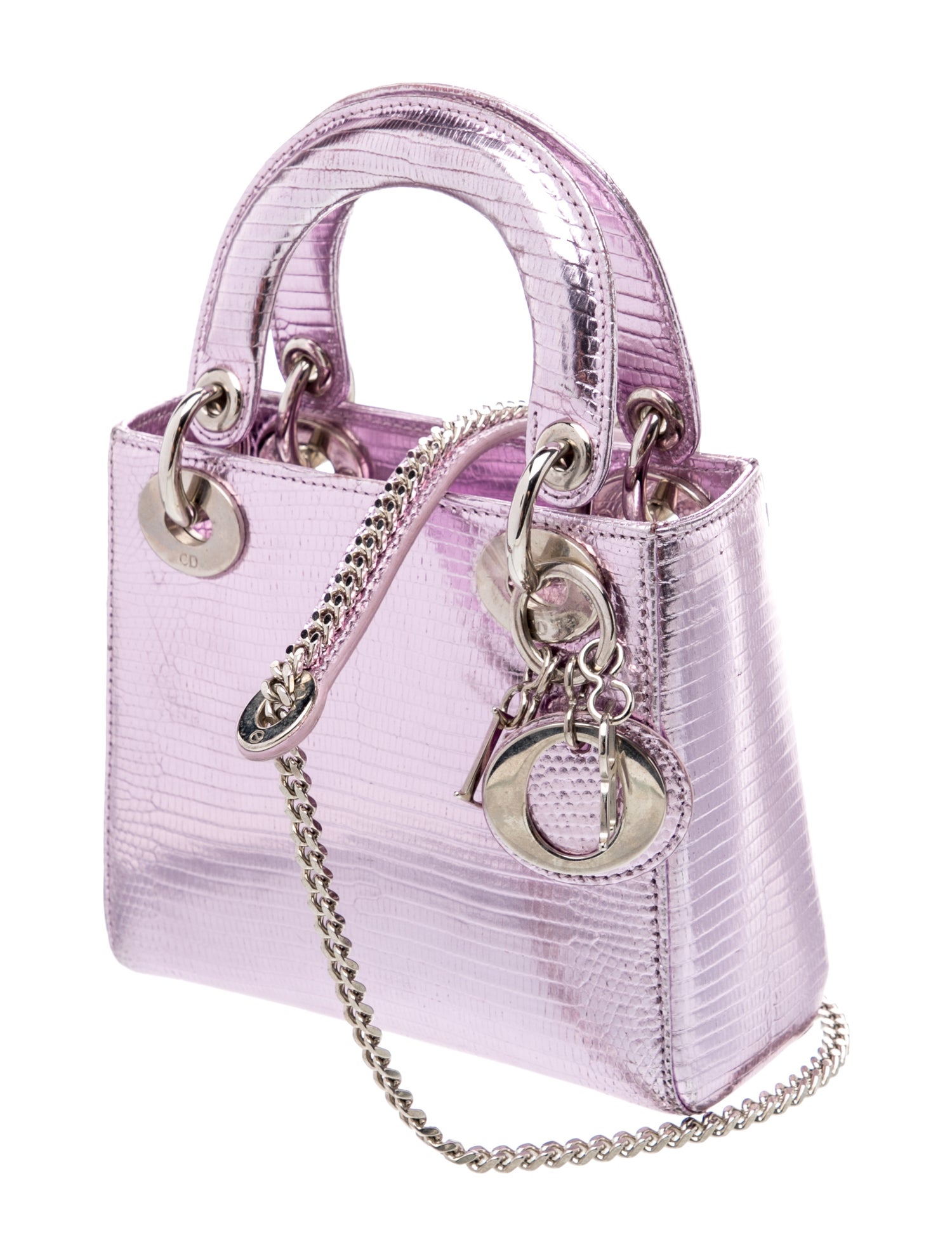 Dior バック リカラー品 Christian Dior Lizard Lady Dior Mini - Purple Handle Bags