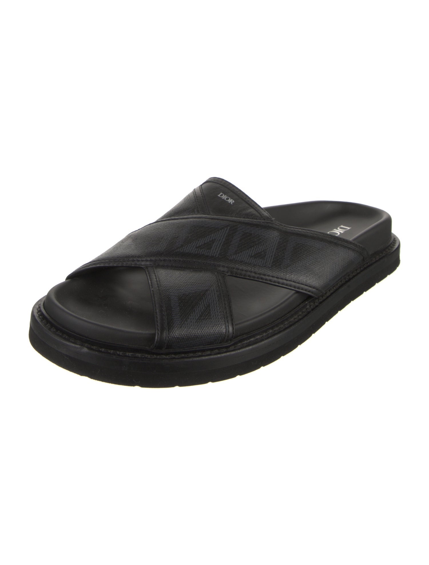 DIOR MEN Leather Graphic Print Slides